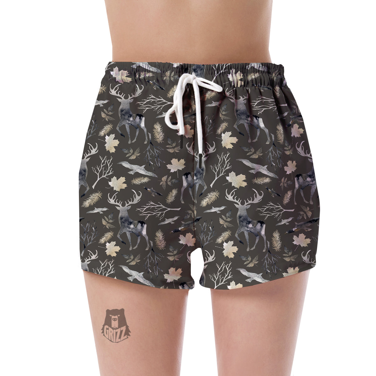 Reindeer Pattern Print Women's Shorts-grizzshop