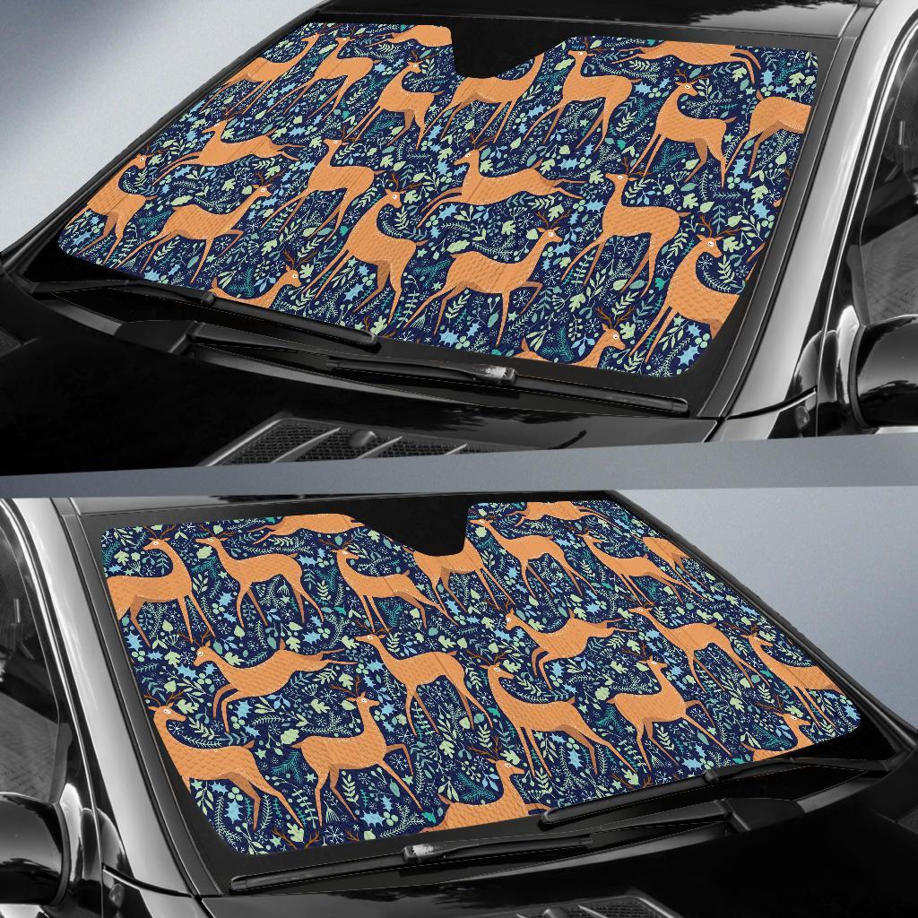 Reindeer Print Pattern Car Sun Shade-grizzshop