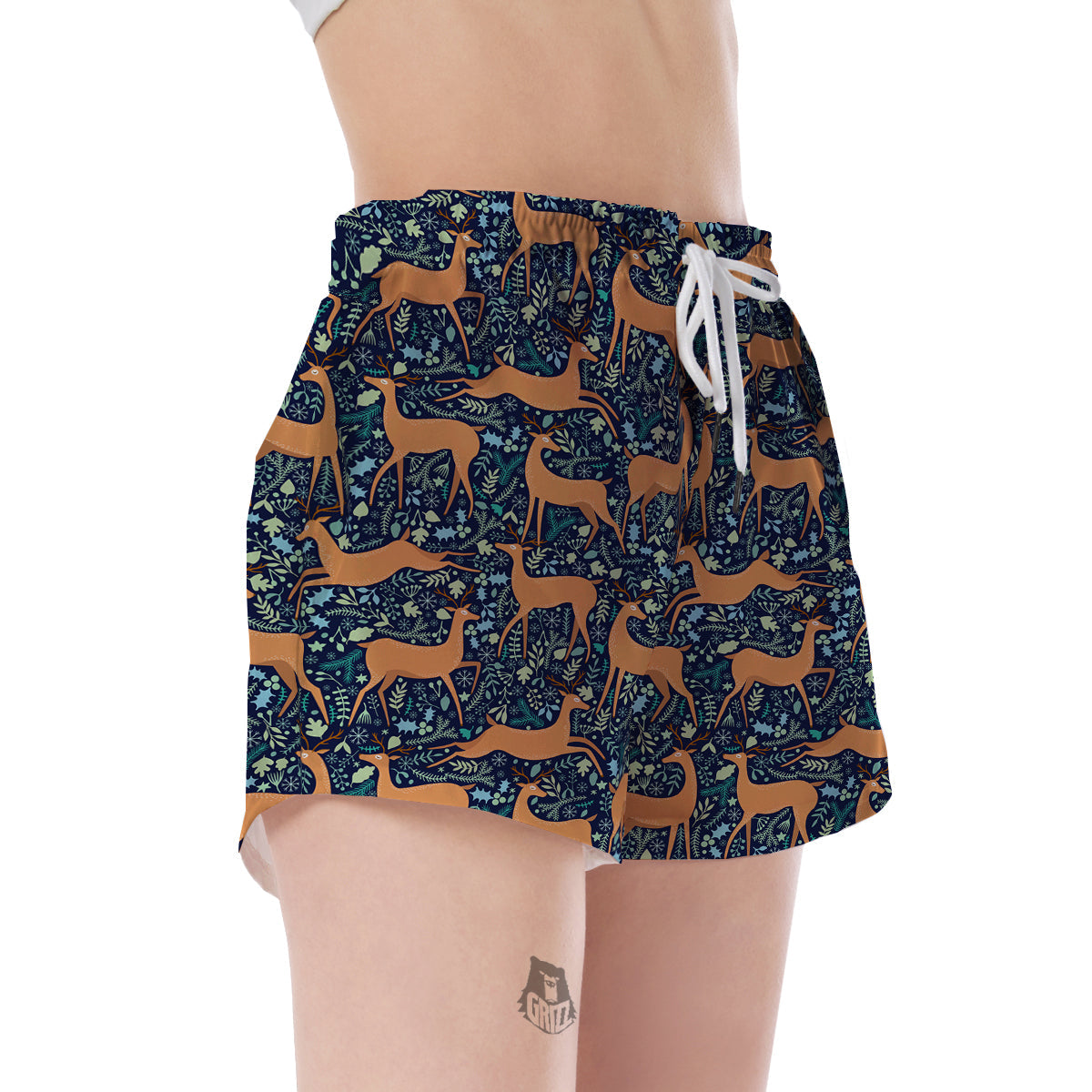 Reindeer Print Pattern Women's Shorts-grizzshop