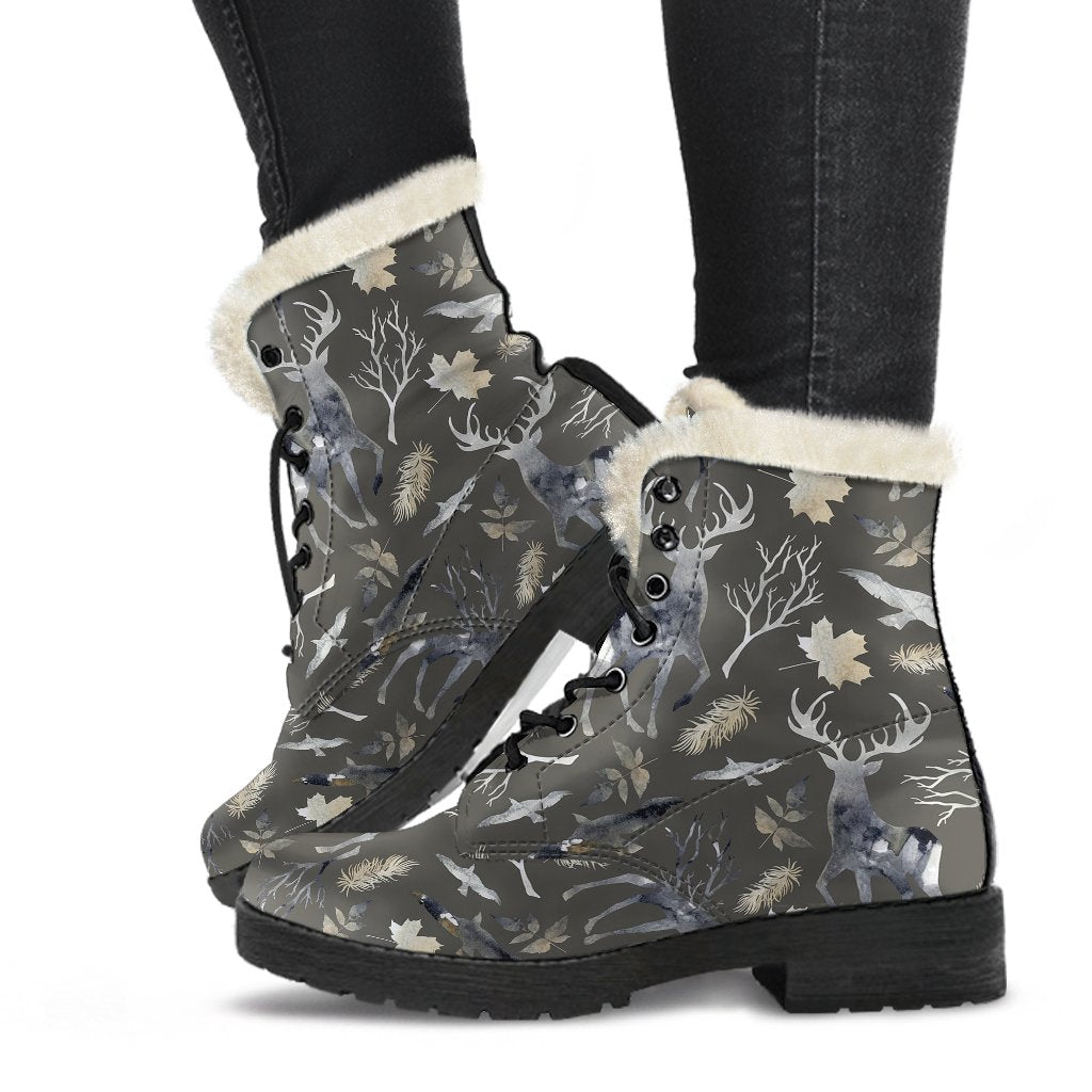 Reindeer Pattern Print Comfy Winter Boots-grizzshop