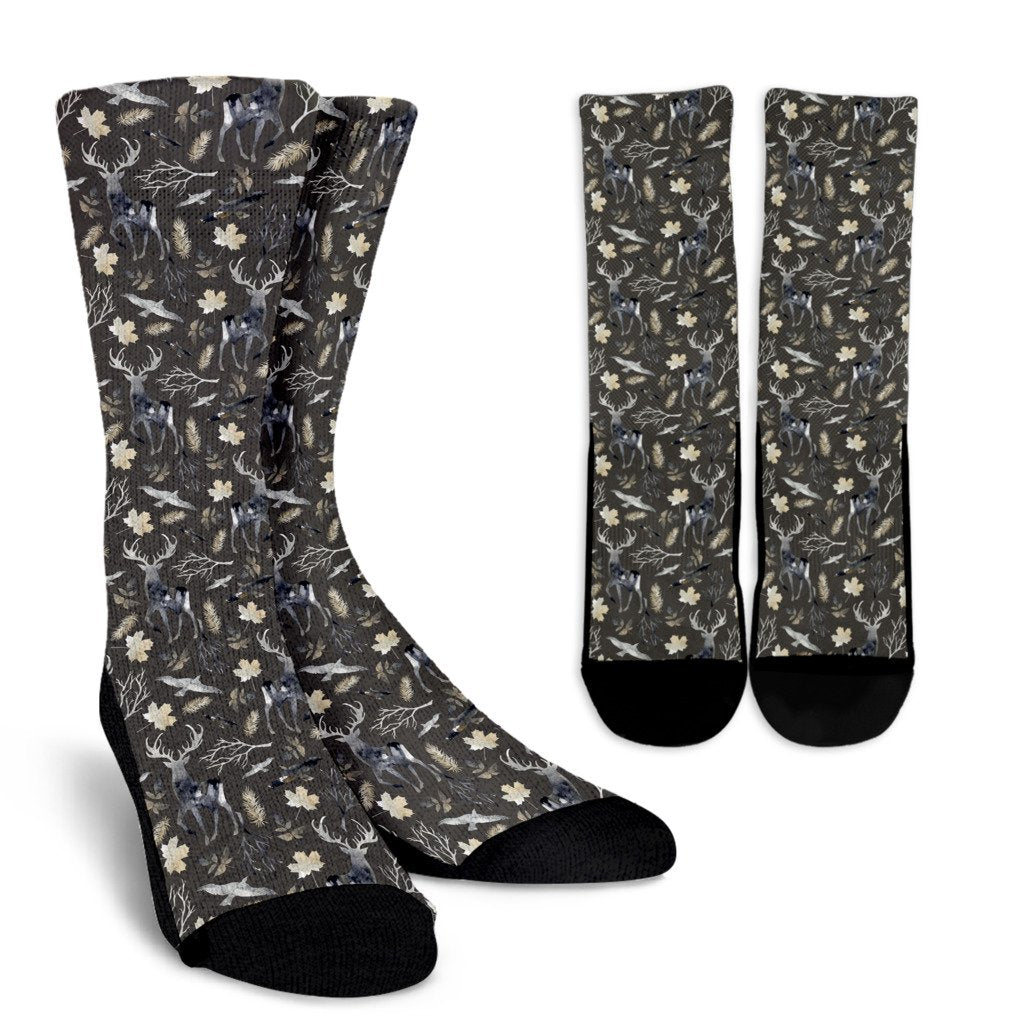 Reindeer Pattern Print Unisex Crew Socks-grizzshop