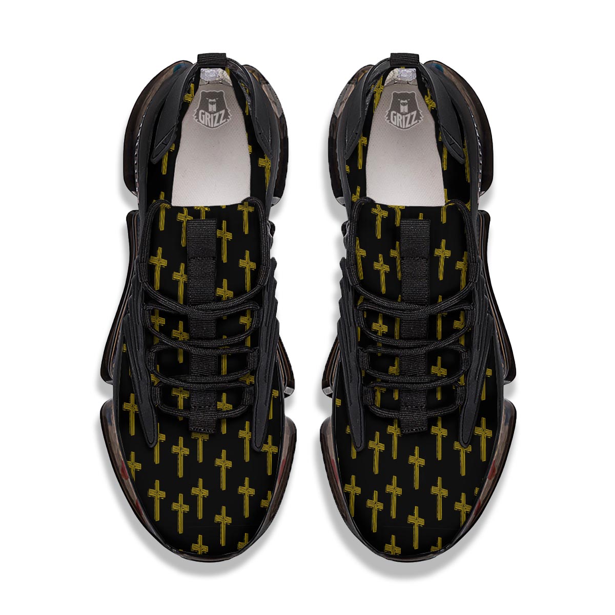 Religious Christian Cross Print Pattern Black Gym Shoes-grizzshop