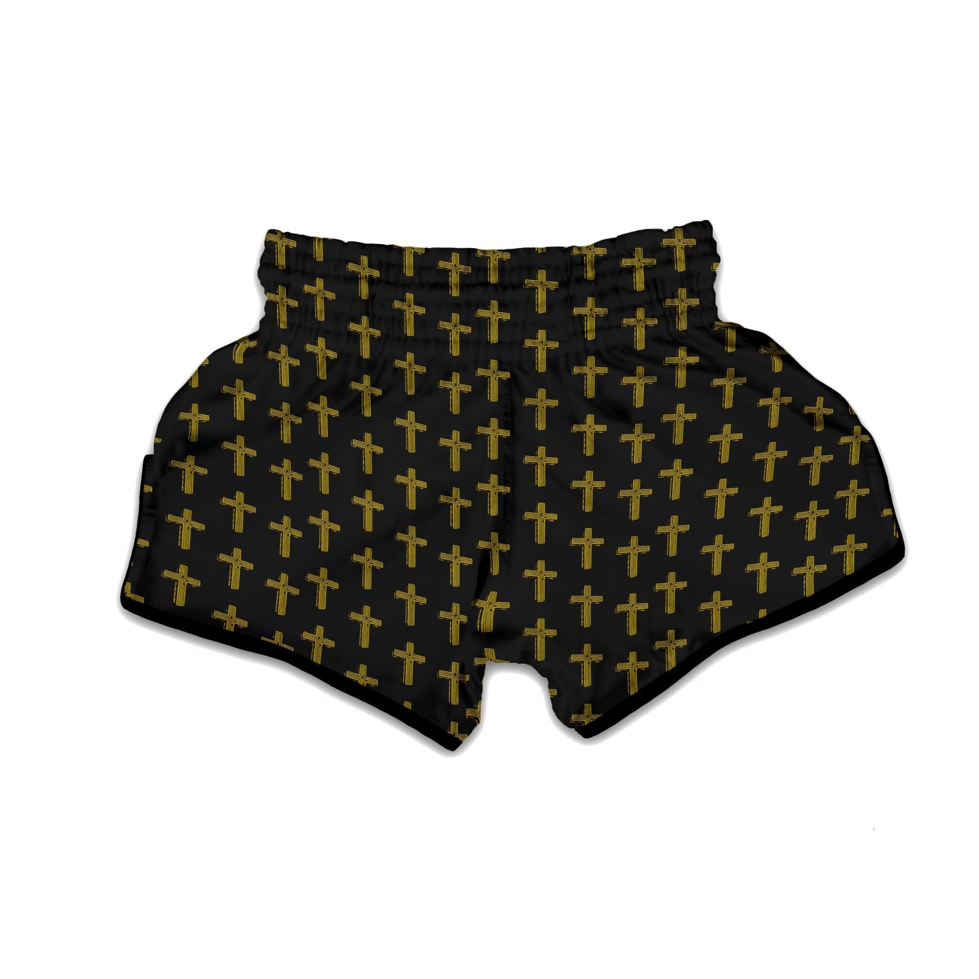 Religious Christian Cross Print Pattern Muay Thai Boxing Shorts-grizzshop