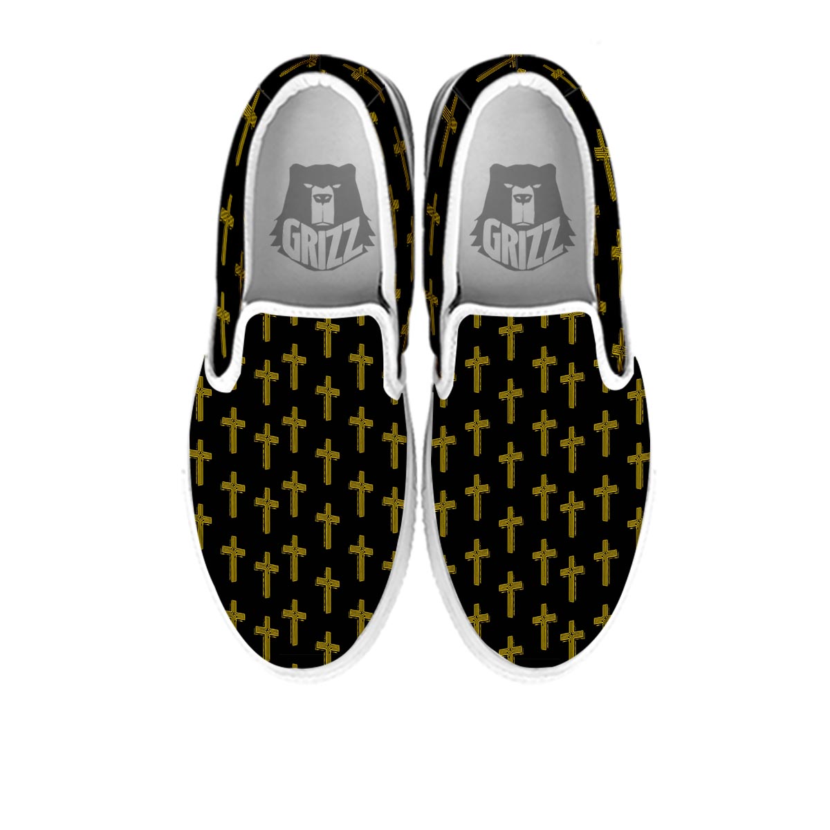 Religious Christian Cross Print Pattern White Slip On Shoes-grizzshop