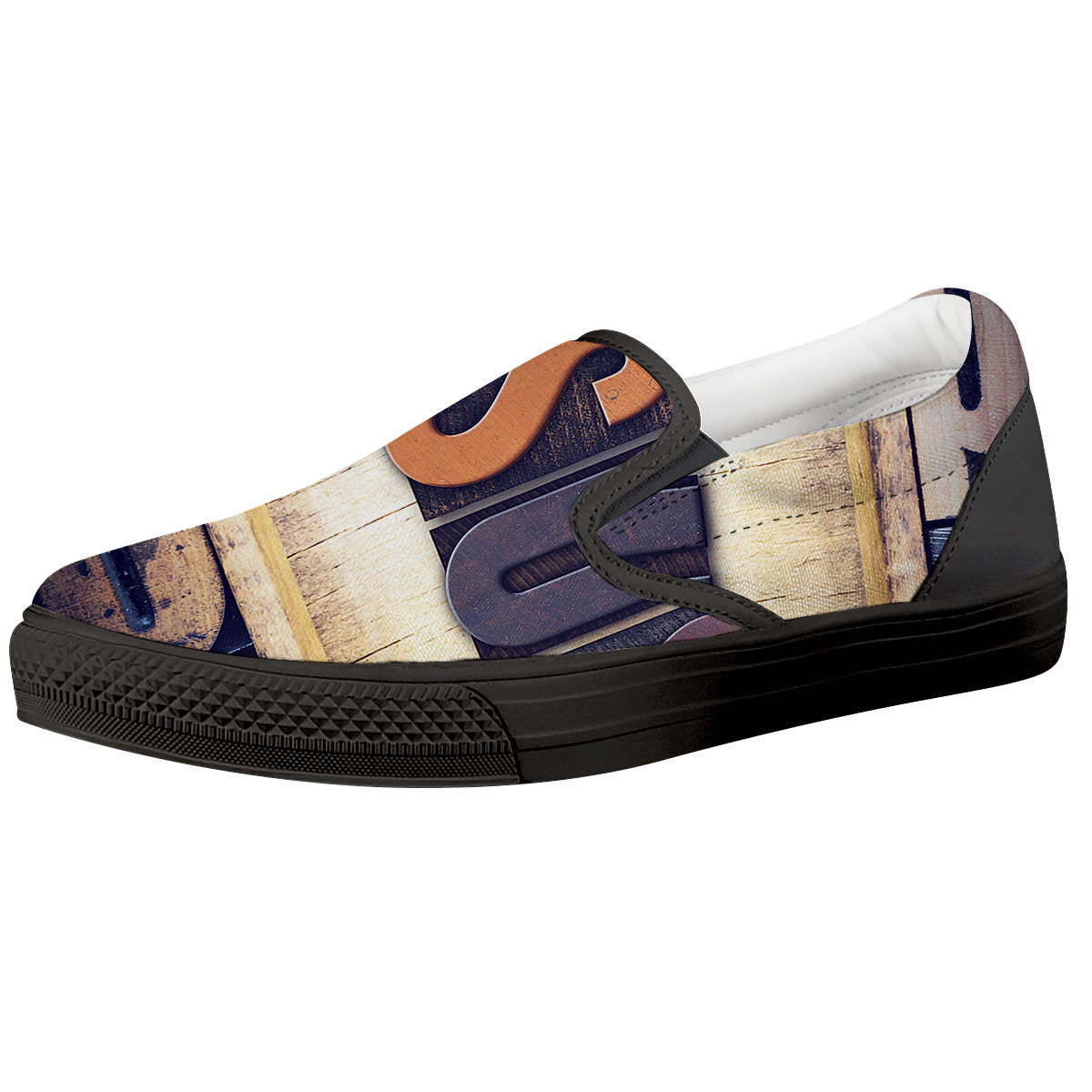 Religious Jesus Words Print Black Slip On Shoes-grizzshop
