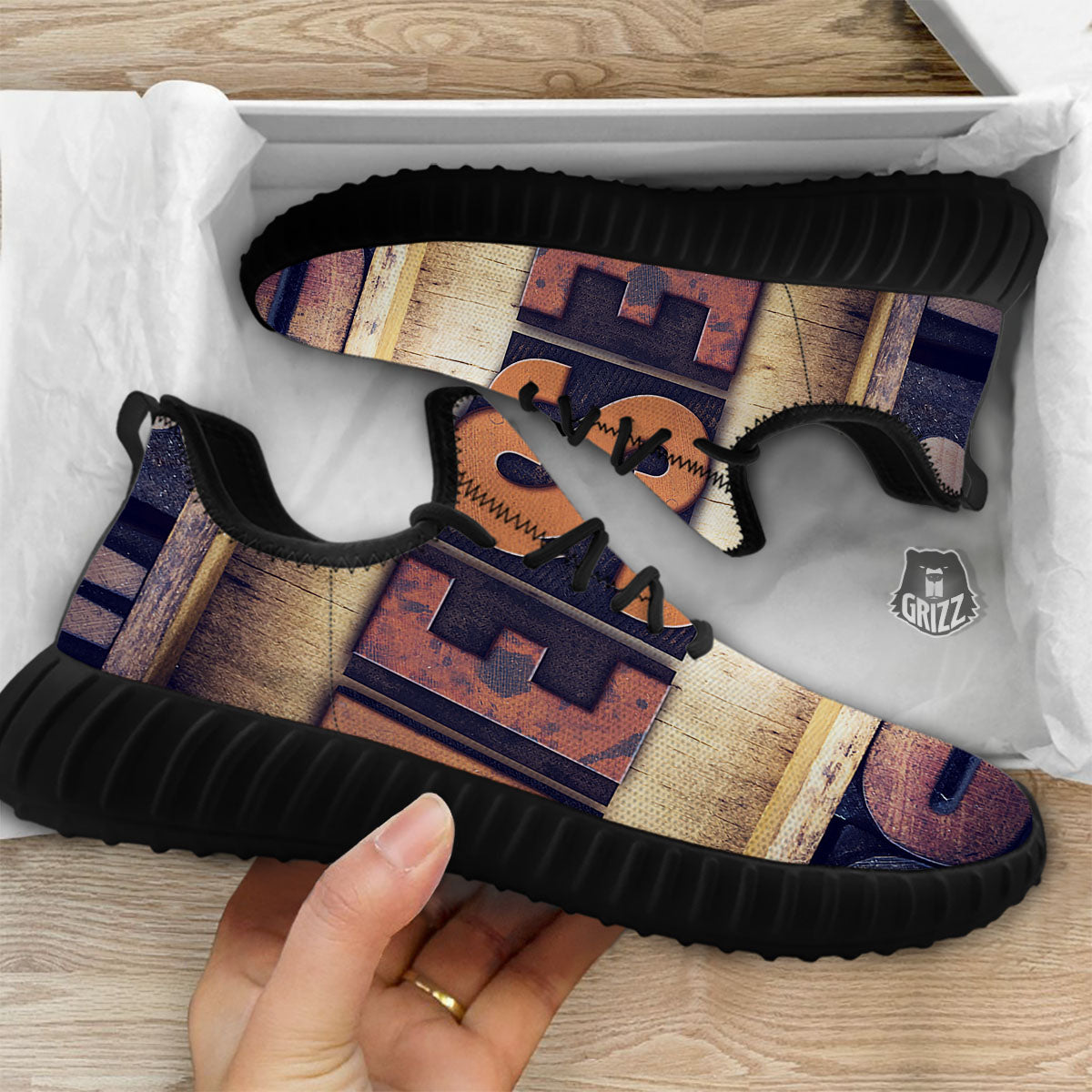 Religious Jesus Words Print Black Walking Shoes-grizzshop