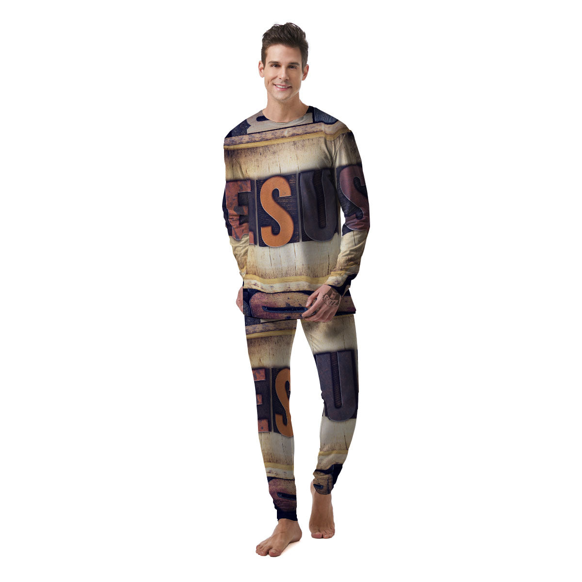 Religious Jesus Words Print Men's Pajamas-grizzshop