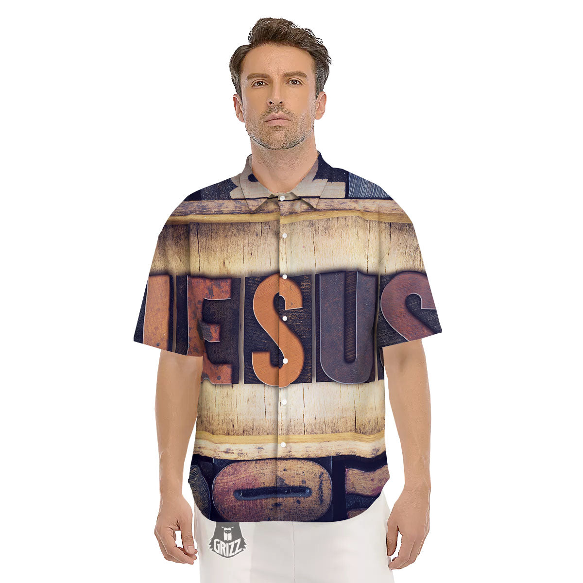 Religious Jesus Words Print Men's Short Sleeve Shirts-grizzshop
