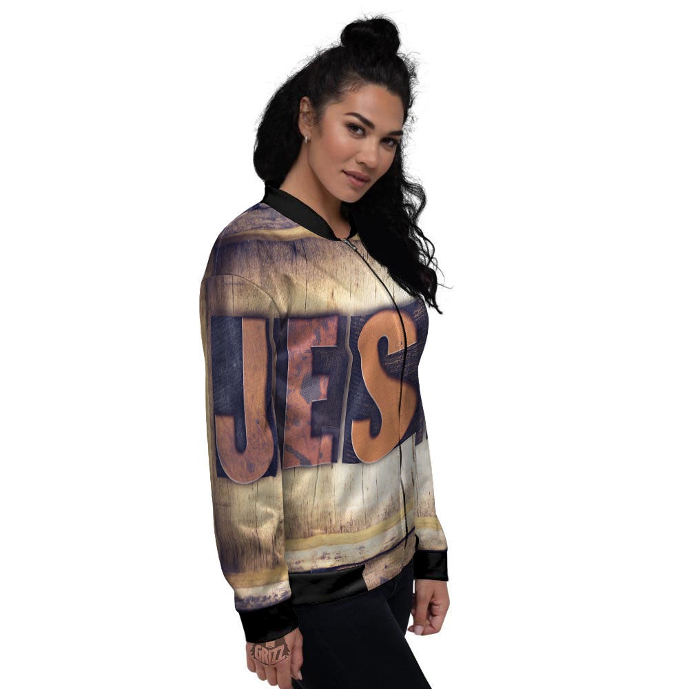 Religious Jesus Words Print Women's Bomber Jacket-grizzshop