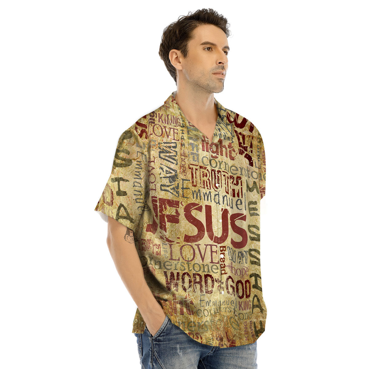 Religious Of God Word Print Men's Hawaiian Shirt-grizzshop