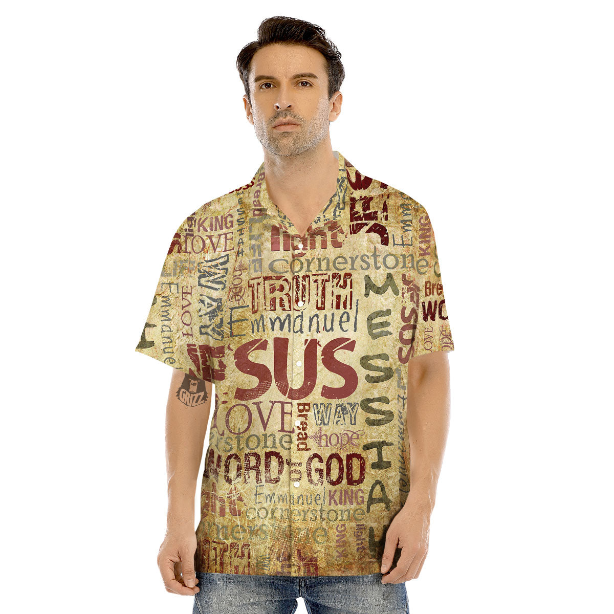 Religious Of God Word Print Men's Hawaiian Shirt-grizzshop