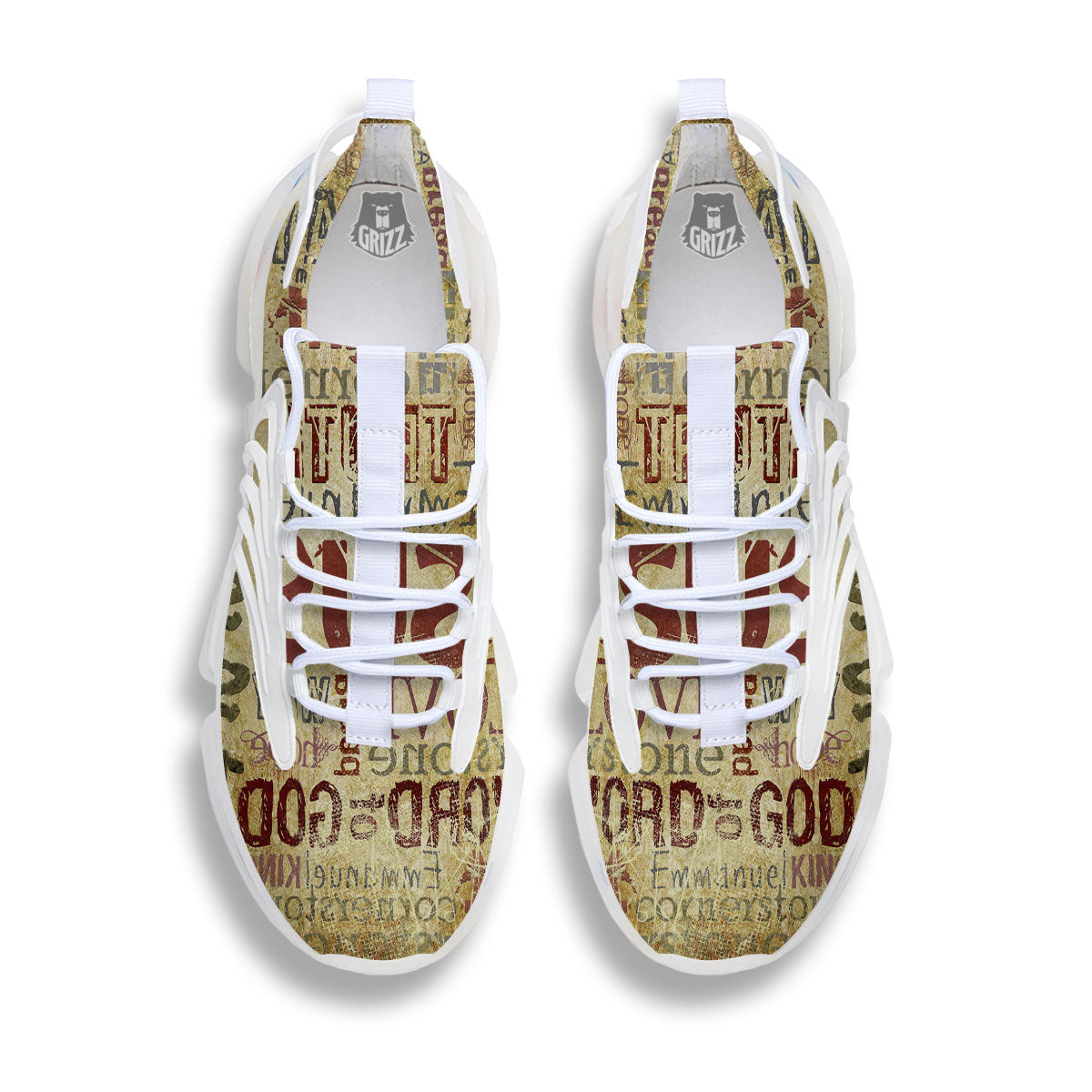 Religious Of God Word Print White Gym Shoes-grizzshop