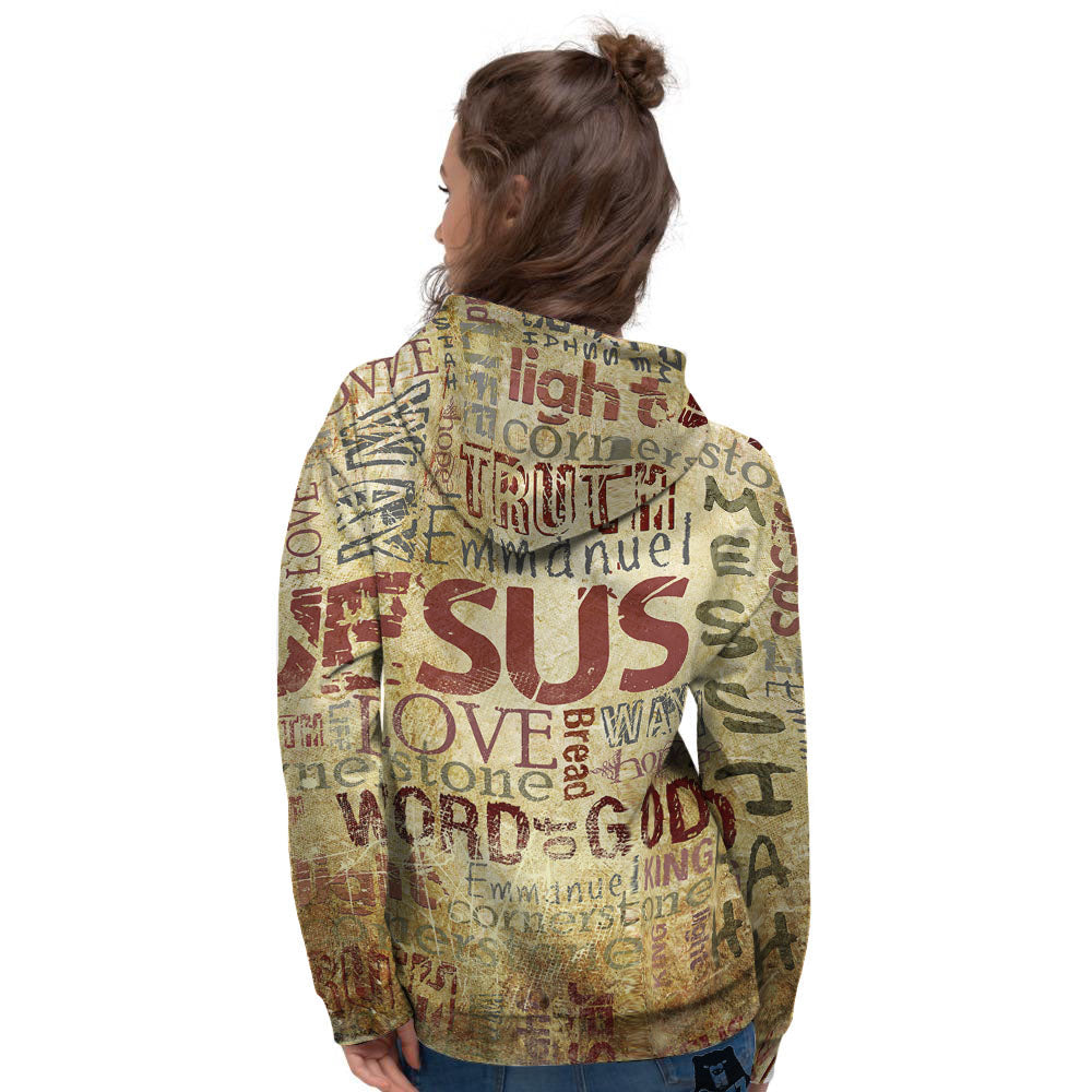 Religious Of God Word Print Women's Hoodie-grizzshop