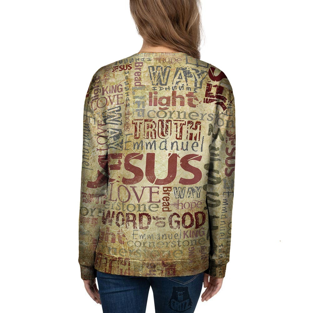 Religious Of God Word Print Women's Sweatshirt-grizzshop