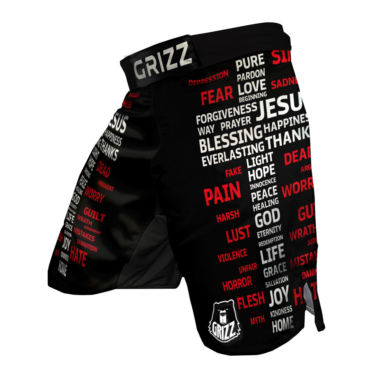 Religious Words Christian Cross Print MMA Shorts-grizzshop