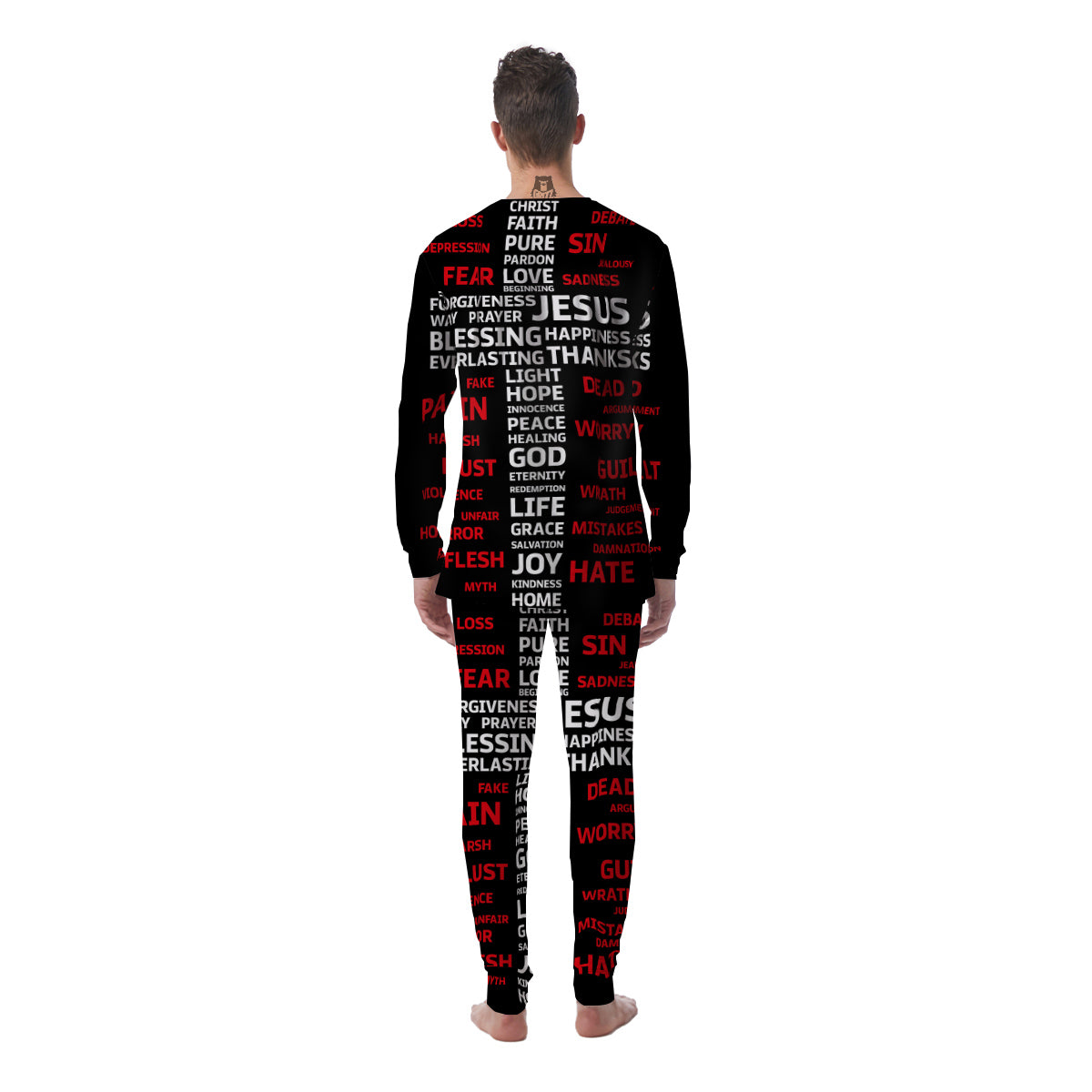Religious Words Christian Cross Print Men's Pajamas-grizzshop