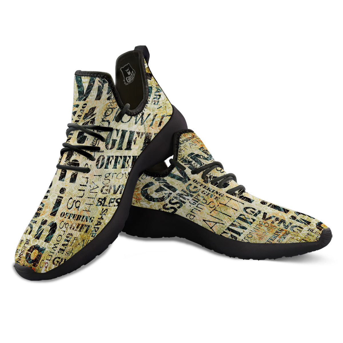 Religious Words Tithing And Giving Print Black Athletic Shoes-grizzshop