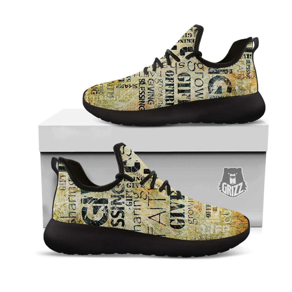 Religious Words Tithing And Giving Print Black Athletic Shoes-grizzshop