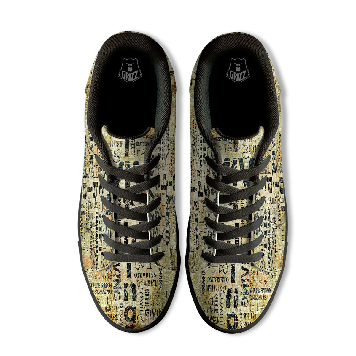 Religious Words Tithing And Giving Print Black Low Top Sneakers-grizzshop