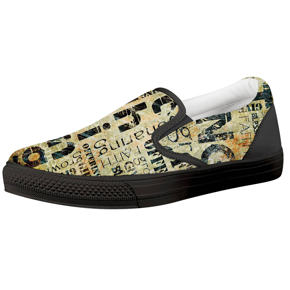 Religious Words Tithing And Giving Print Black Slip On Shoes-grizzshop