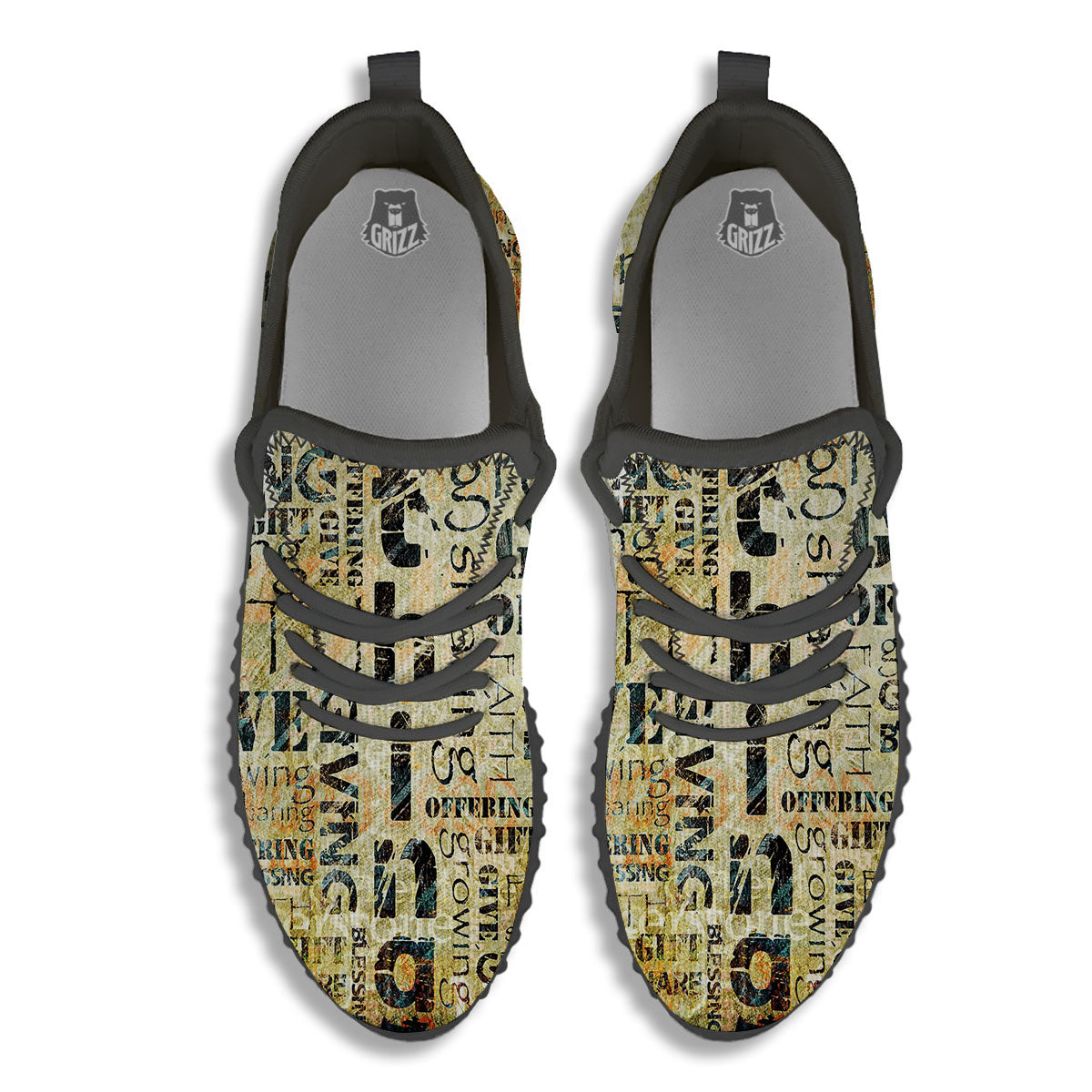 Religious Words Tithing And Giving Print Black Walking Shoes-grizzshop