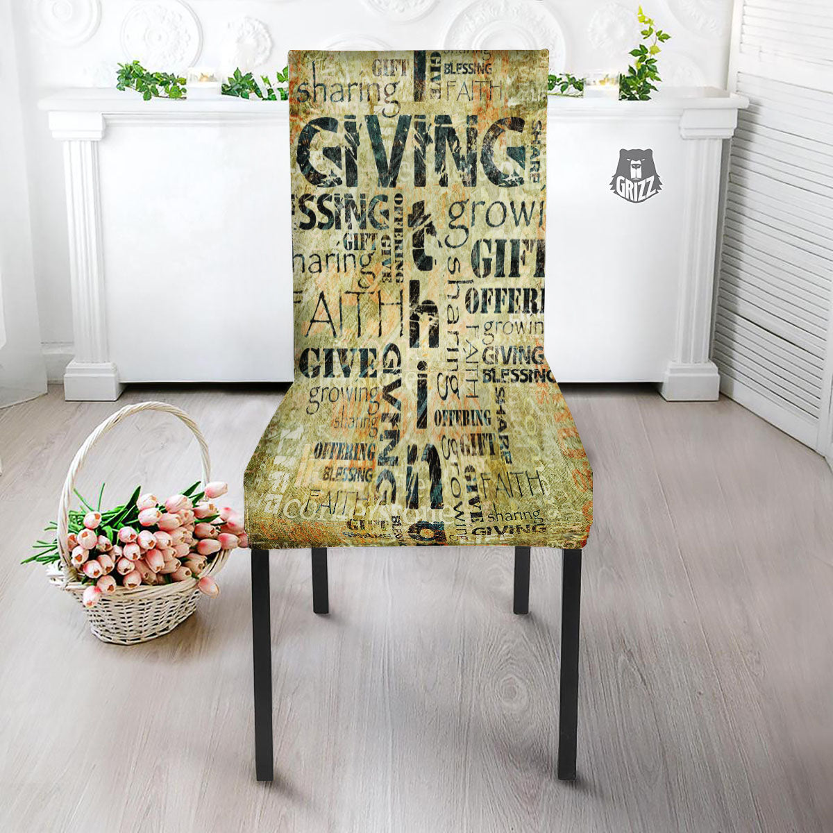 Religious Words Tithing And Giving Print Dining Chair Slipcover-grizzshop
