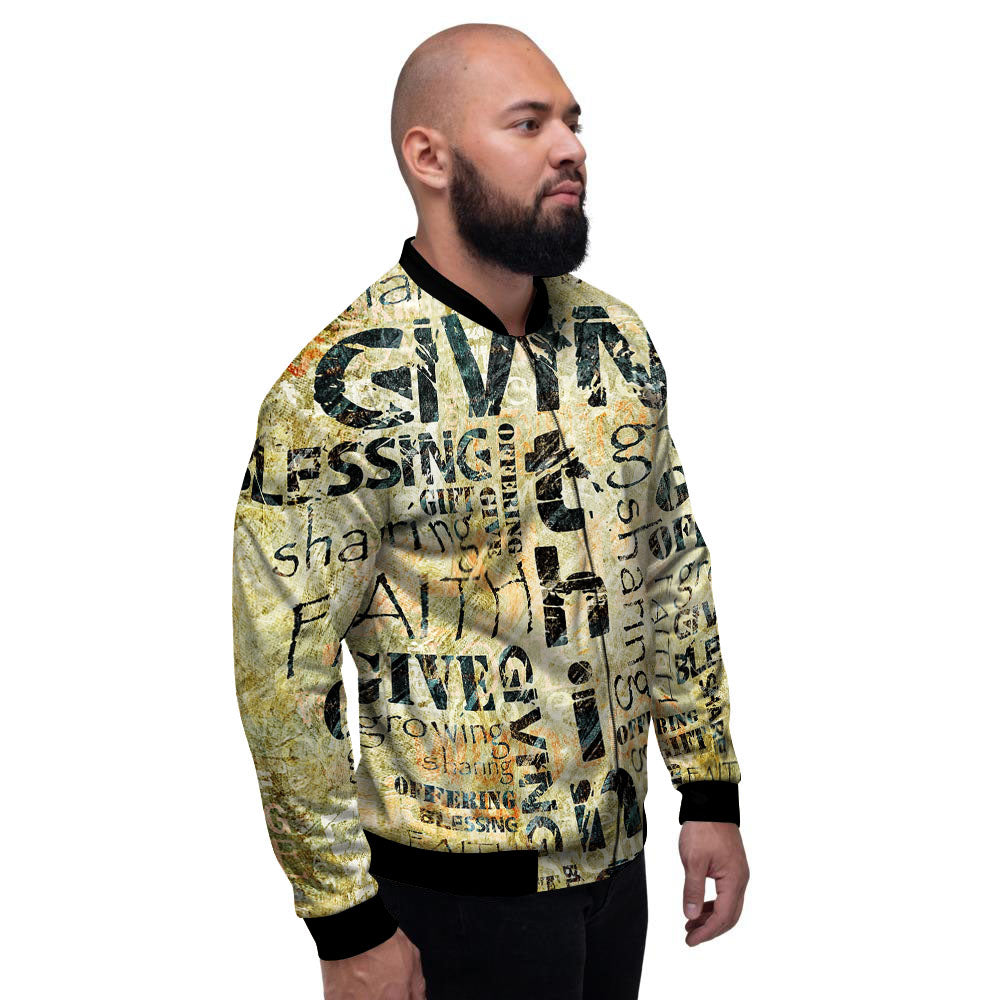 Religious Words Tithing And Giving Print Men's Bomber Jacket-grizzshop