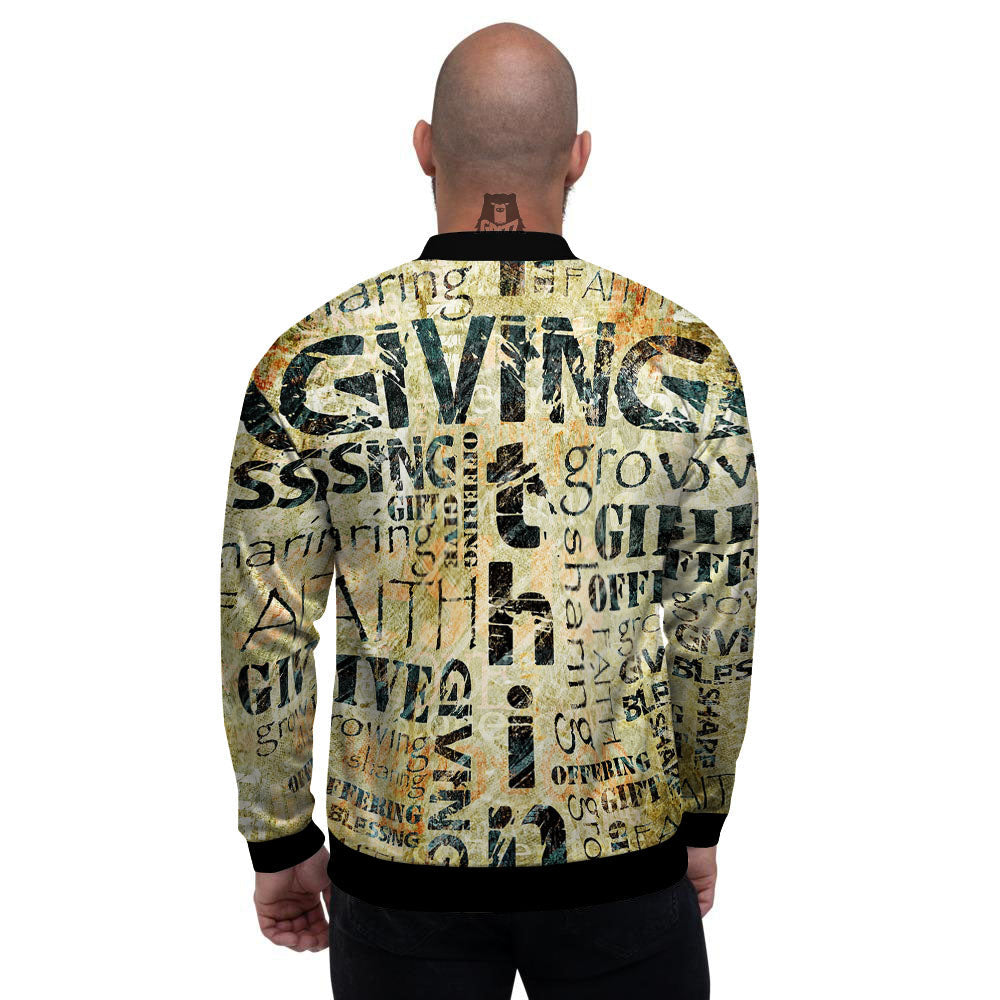 Religious Words Tithing And Giving Print Men's Bomber Jacket-grizzshop