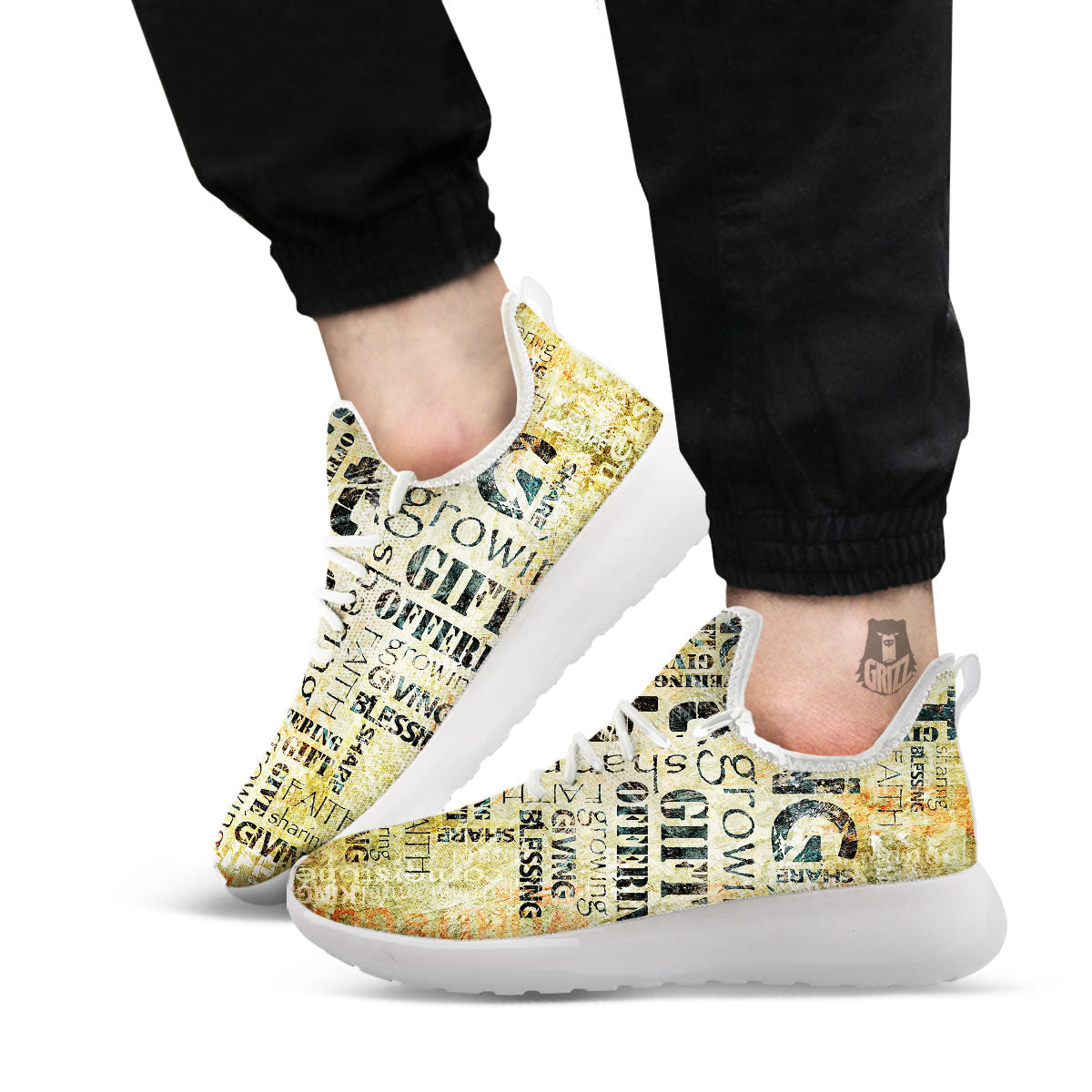 Religious Words Tithing And Giving Print White Athletic Shoes-grizzshop
