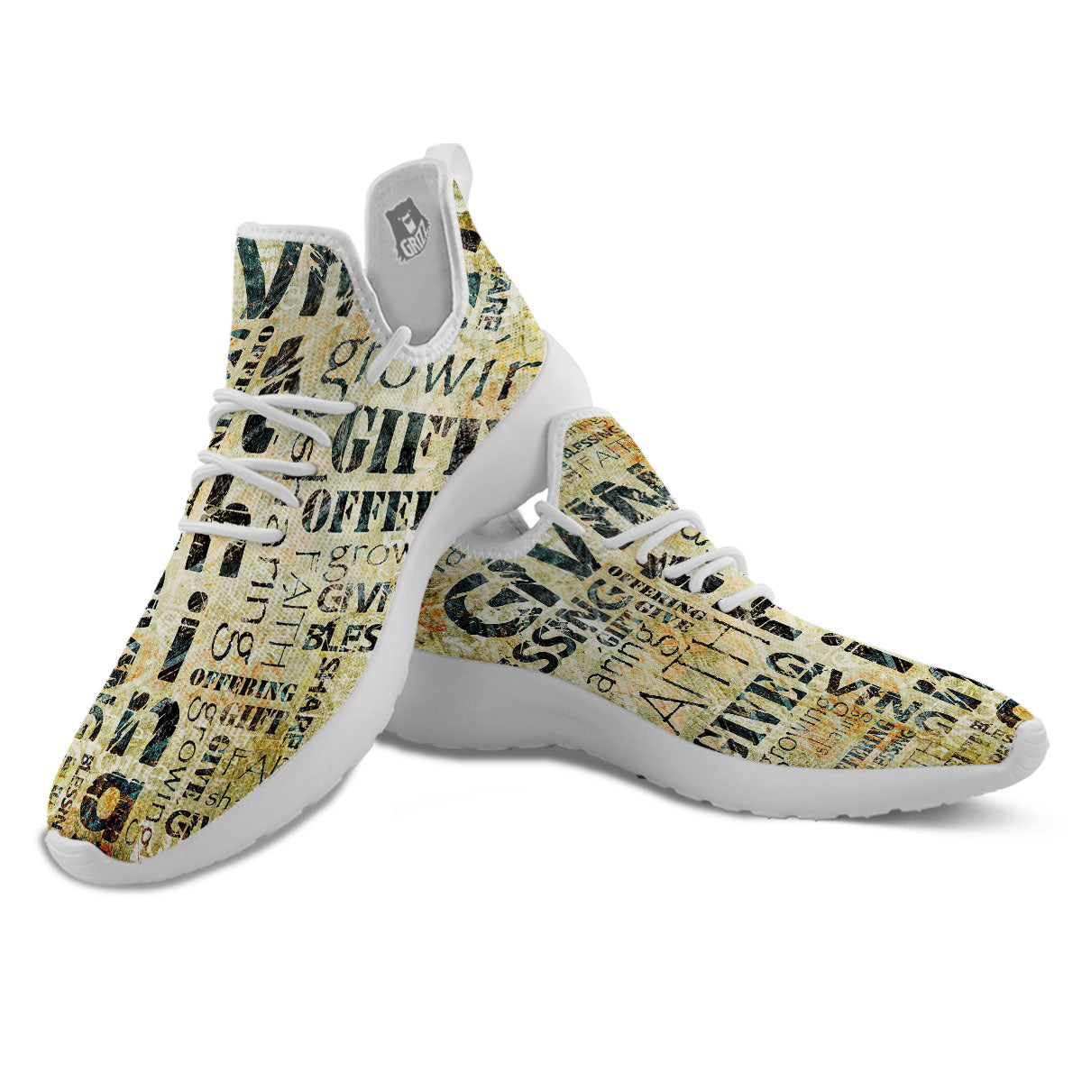 Religious Words Tithing And Giving Print White Athletic Shoes-grizzshop