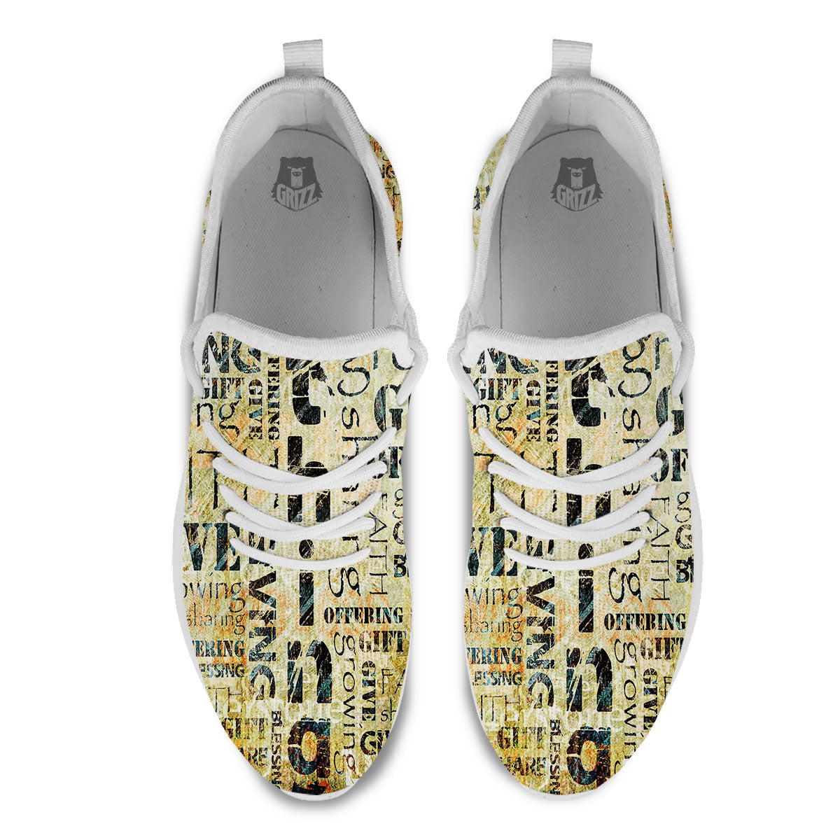 Religious Words Tithing And Giving Print White Athletic Shoes-grizzshop
