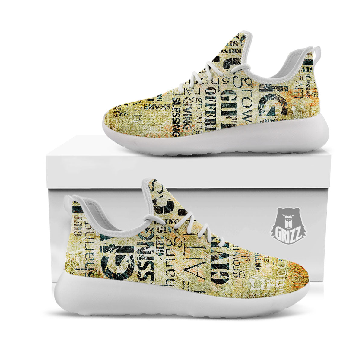 Religious Words Tithing And Giving Print White Athletic Shoes-grizzshop