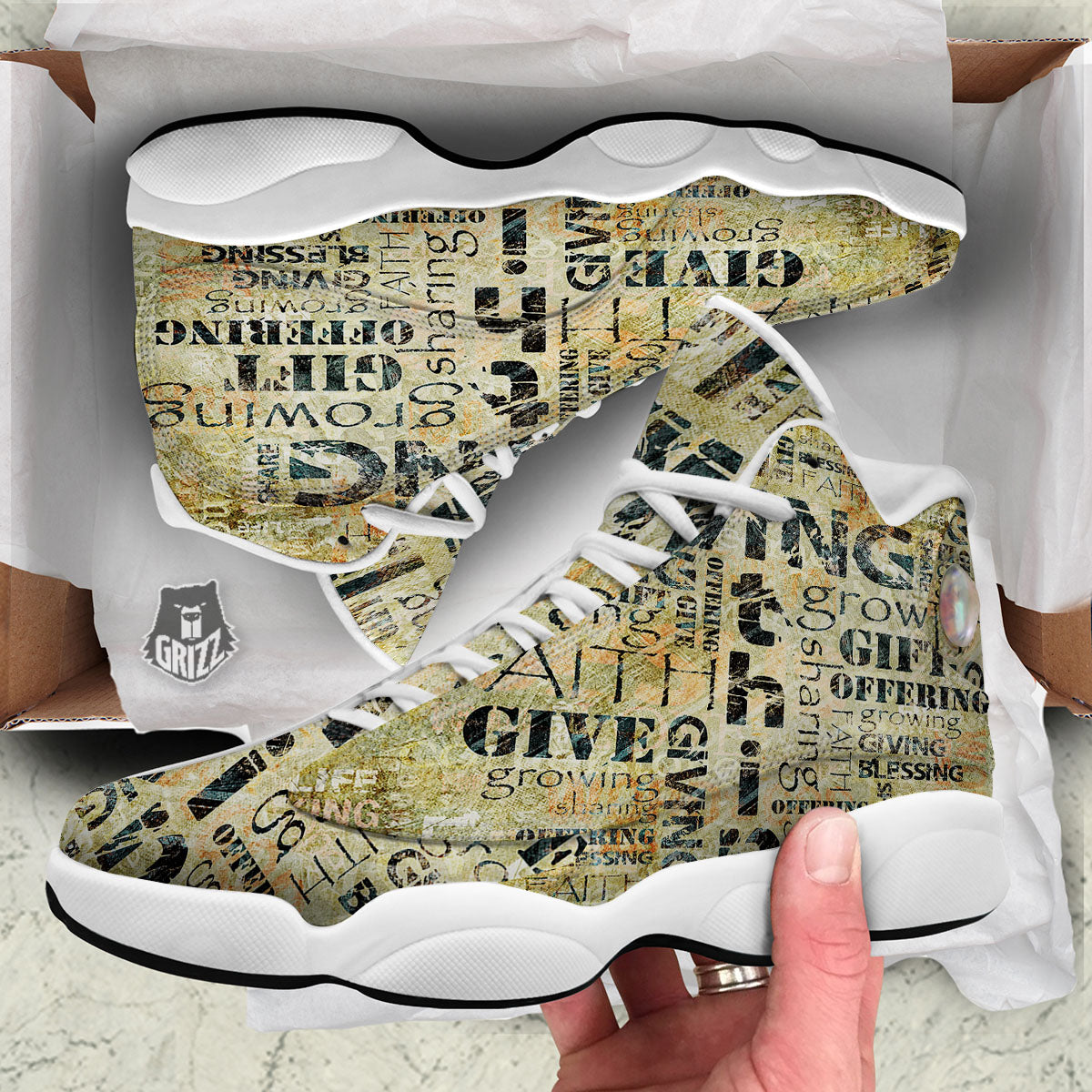 Religious Words Tithing And Giving Print White Basketball Shoes-grizzshop