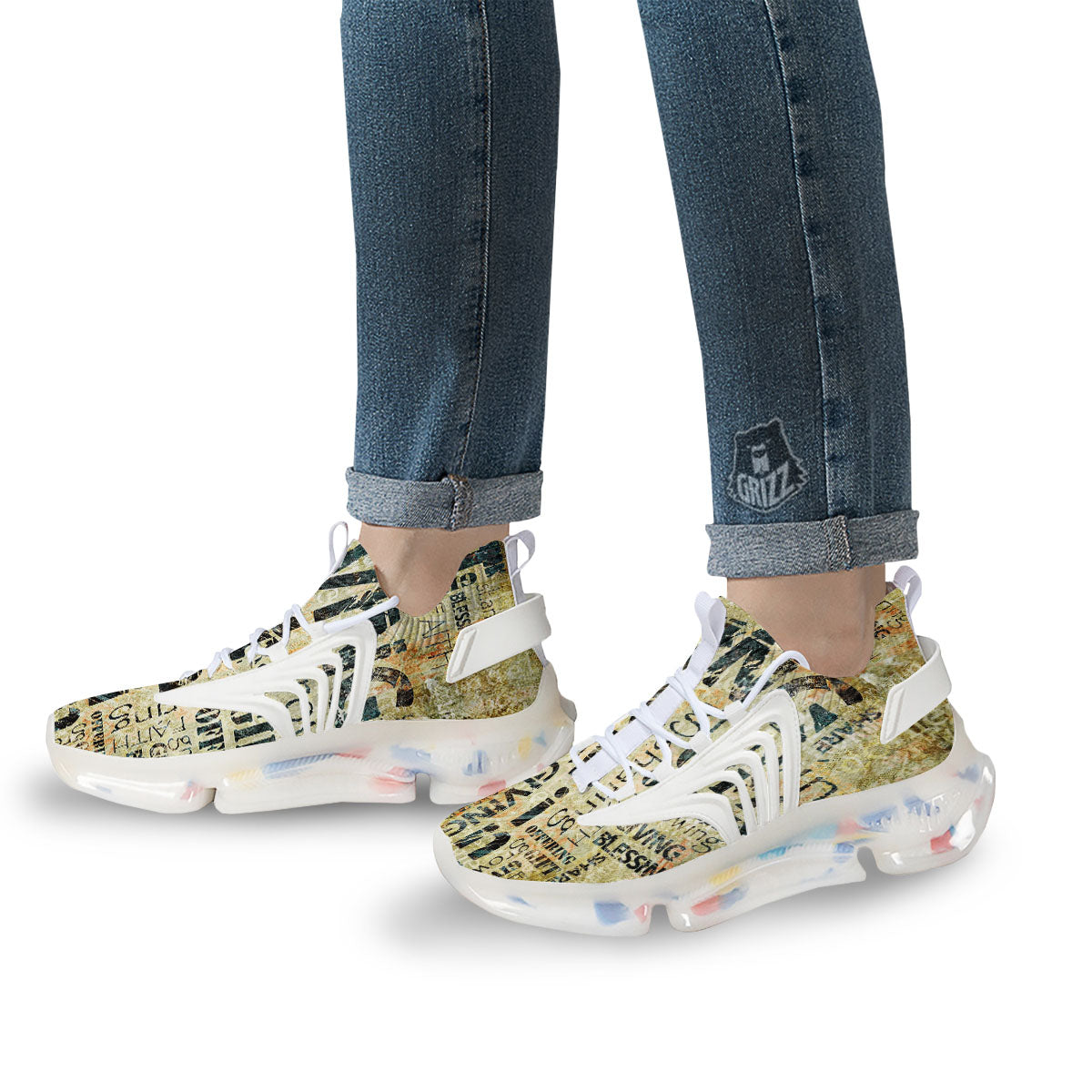 Religious Words Tithing And Giving Print White Gym Shoes-grizzshop