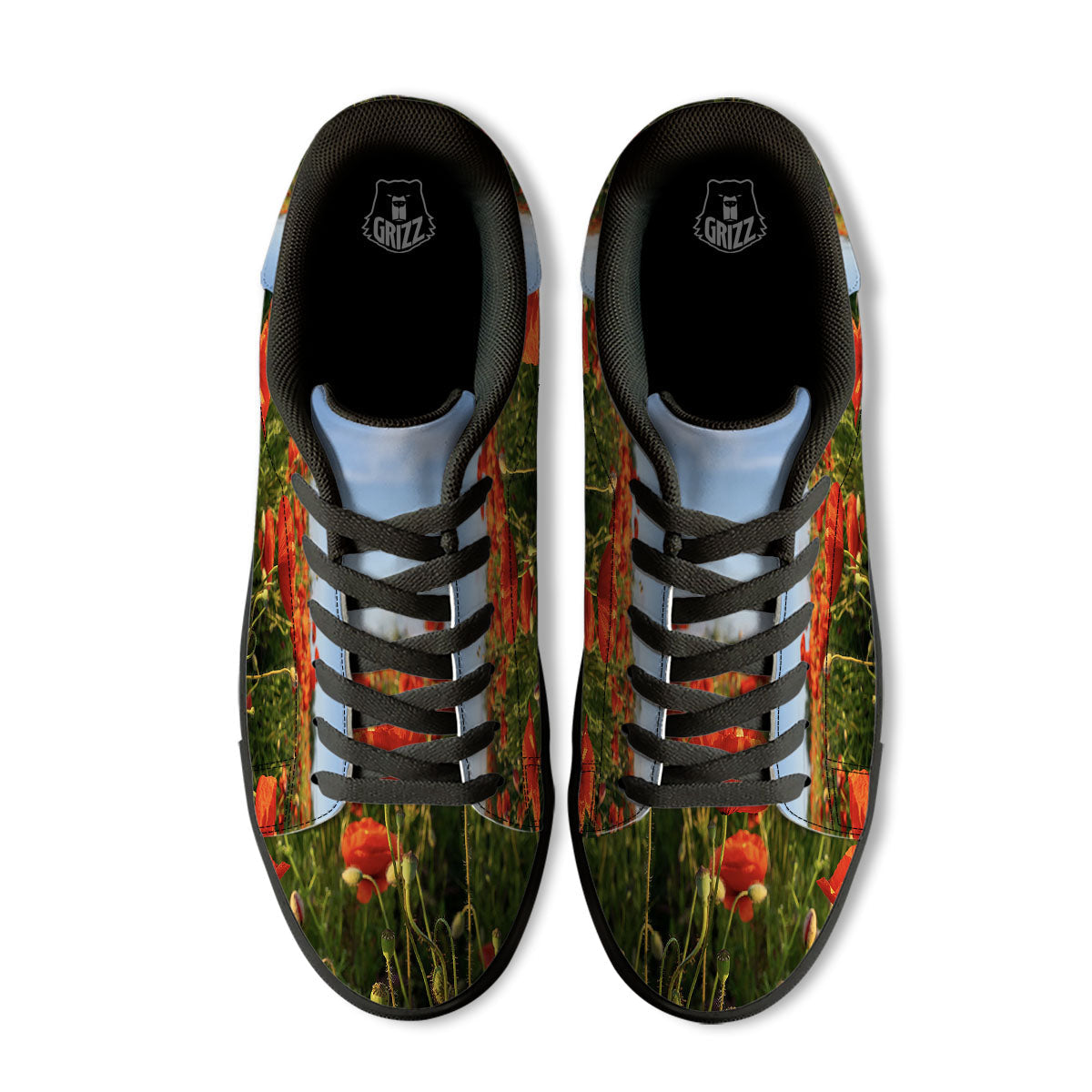 Remembrance Poppy Day Print Black Low Top Sneakers-grizzshop