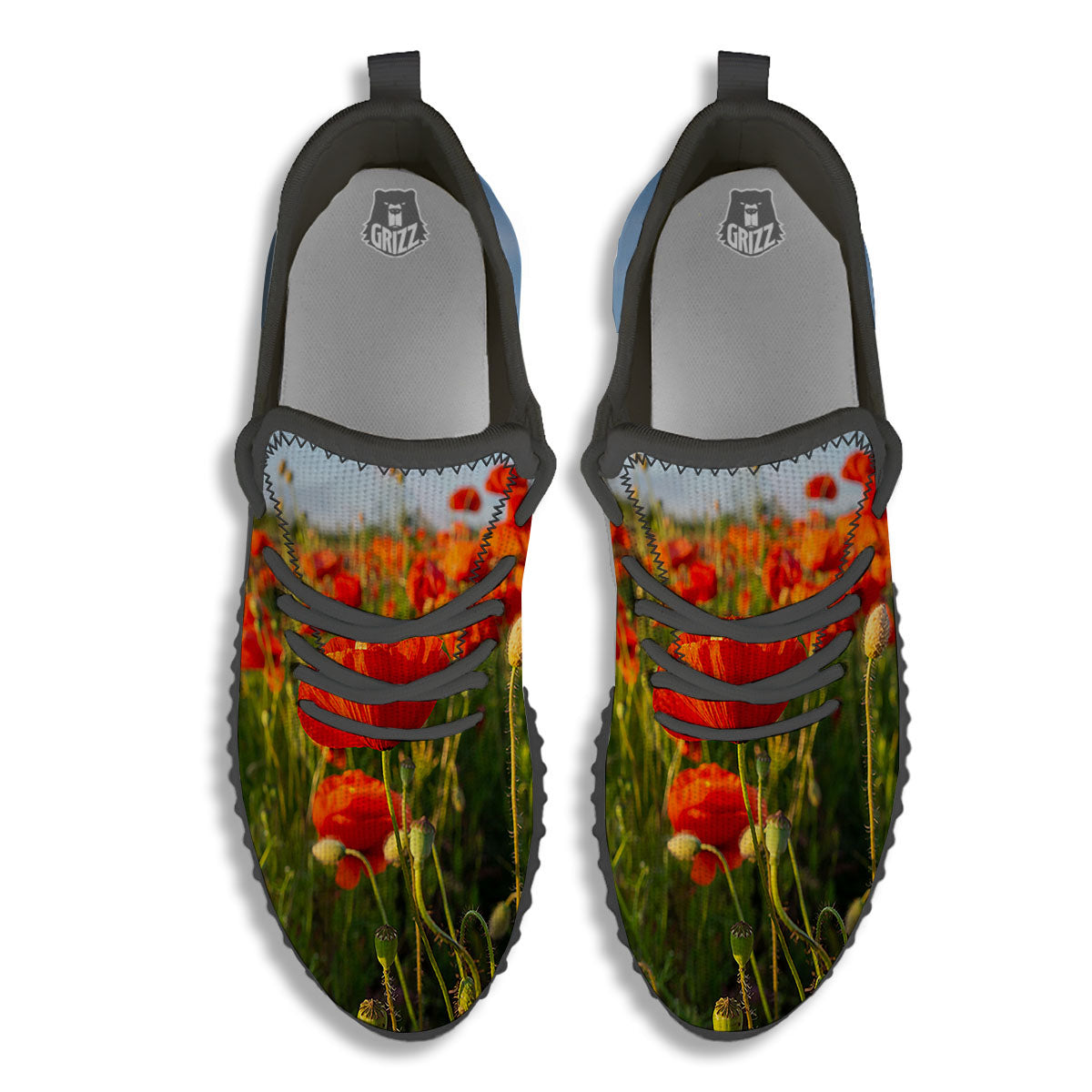 Remembrance Poppy Day Print Black Walking Shoes-grizzshop