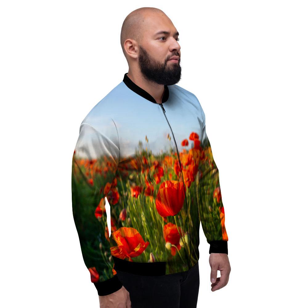 Remembrance Poppy Day Print Men's Bomber Jacket-grizzshop