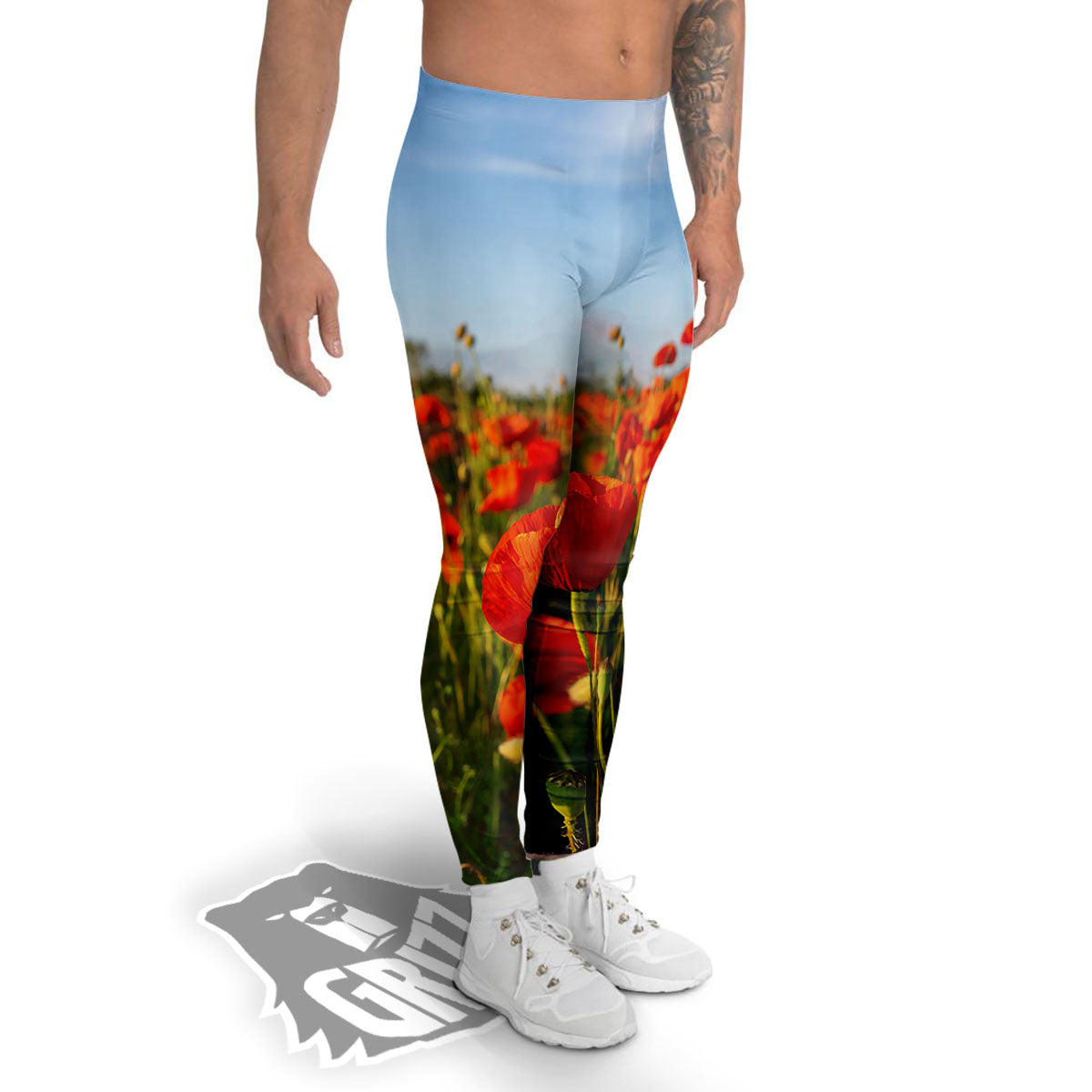 Remembrance Poppy Day Print Men's Leggings-grizzshop