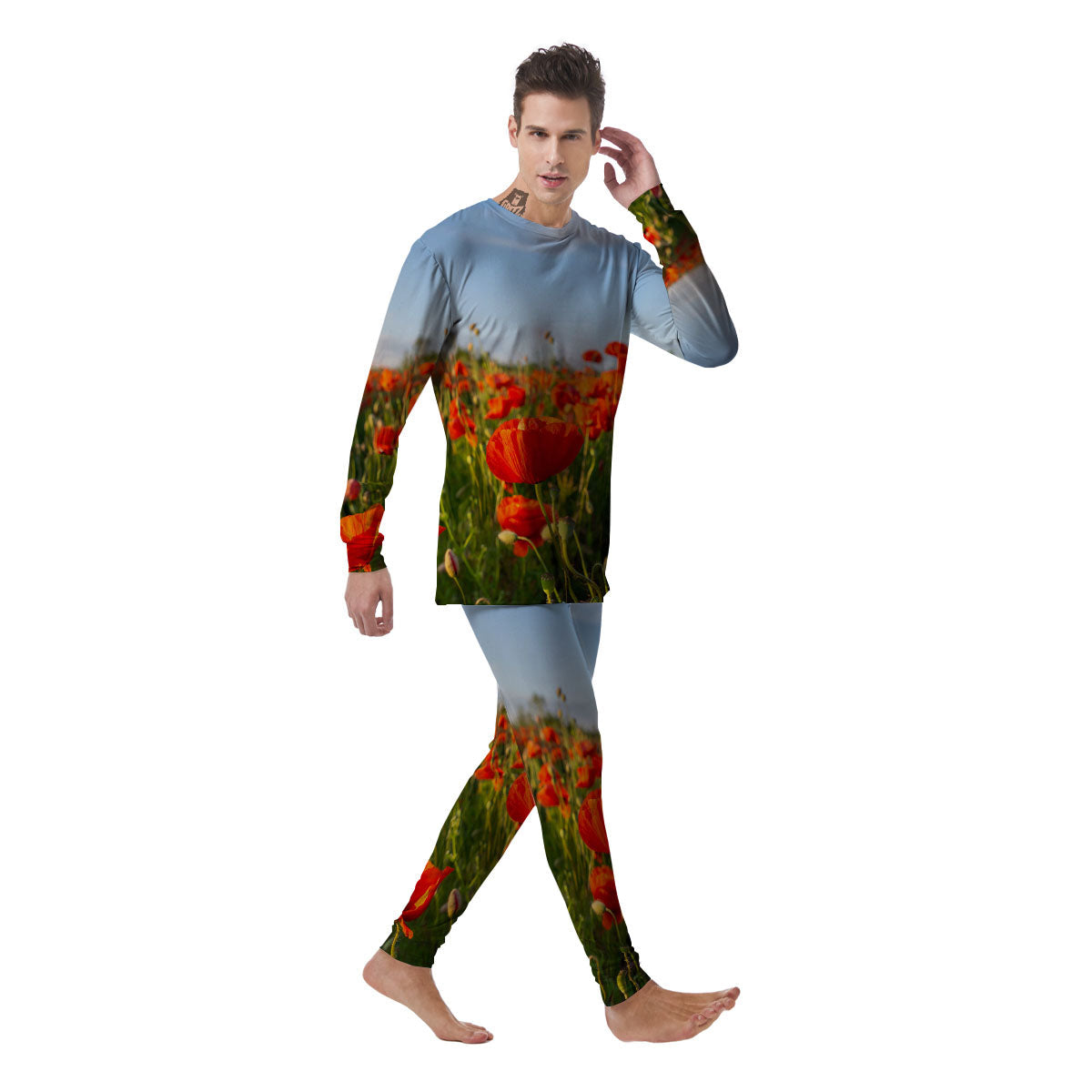 Remembrance Poppy Day Print Men's Pajamas-grizzshop