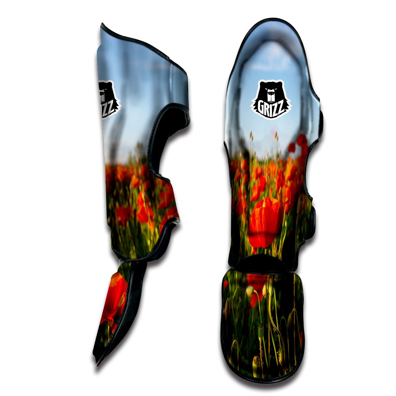 Remembrance Poppy Day Print Muay Thai Shin Guards-grizzshop