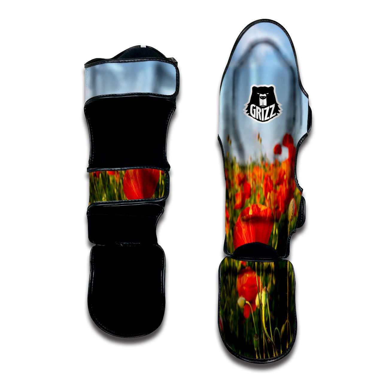 Remembrance Poppy Day Print Muay Thai Shin Guards-grizzshop