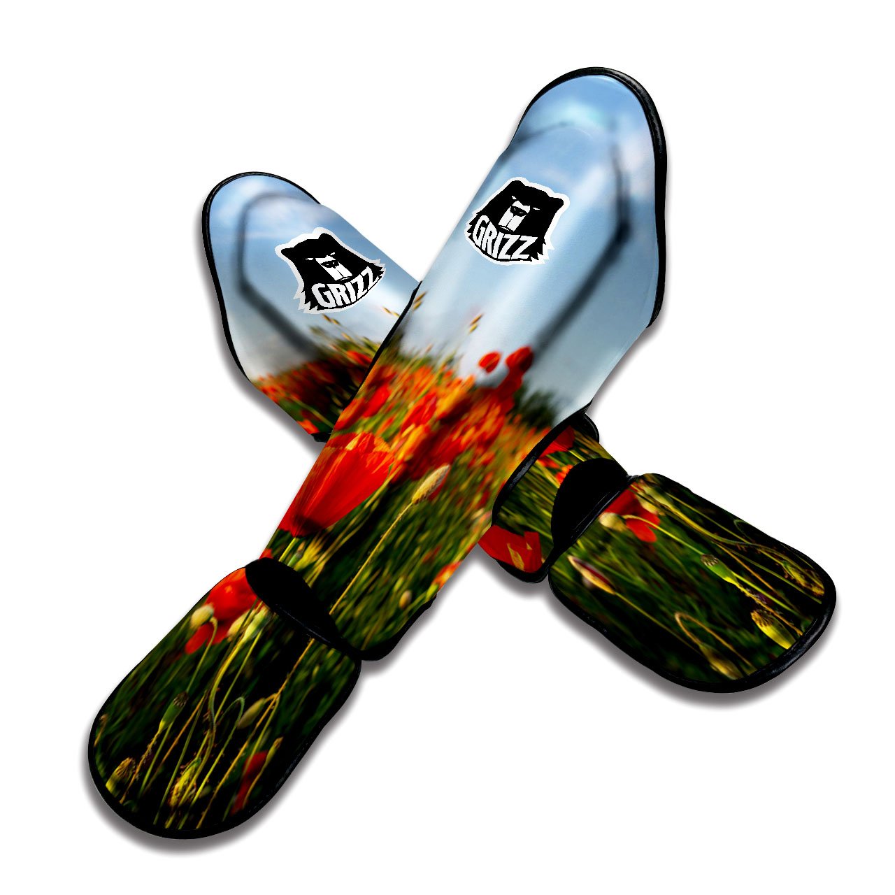 Remembrance Poppy Day Print Muay Thai Shin Guards-grizzshop
