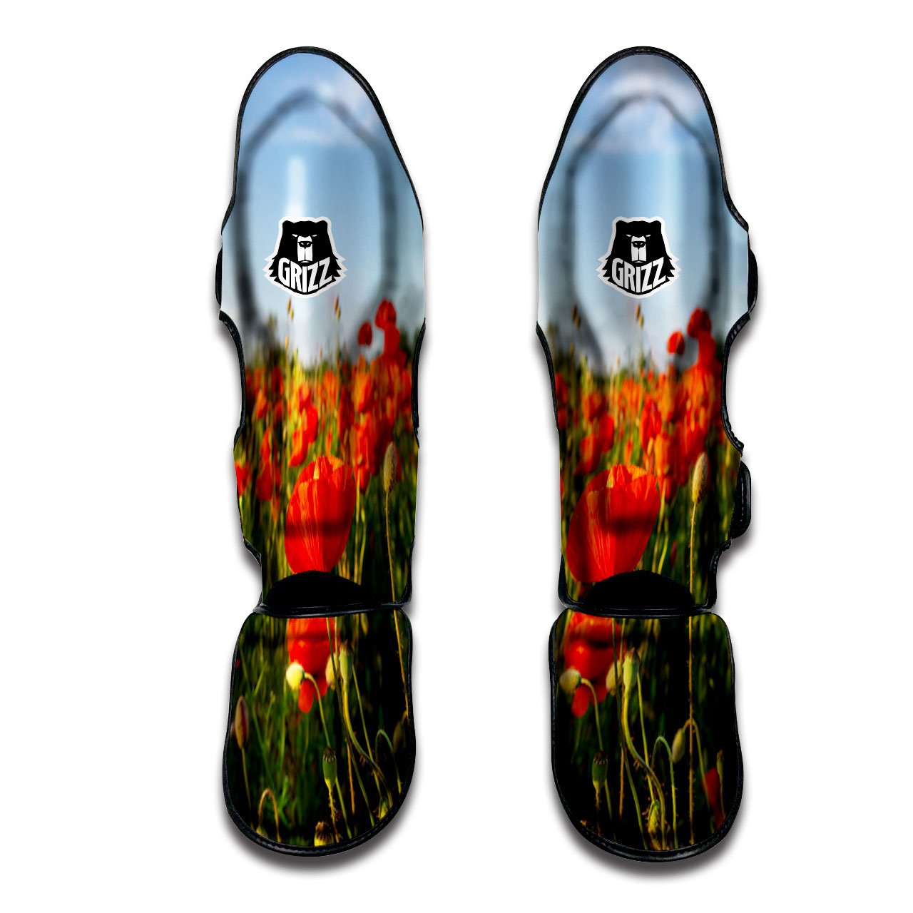 Remembrance Poppy Day Print Muay Thai Shin Guards-grizzshop