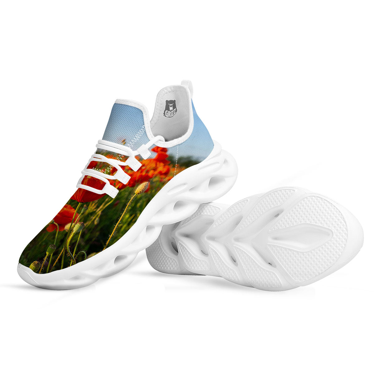 Remembrance Poppy Day Print White Running Shoes-grizzshop