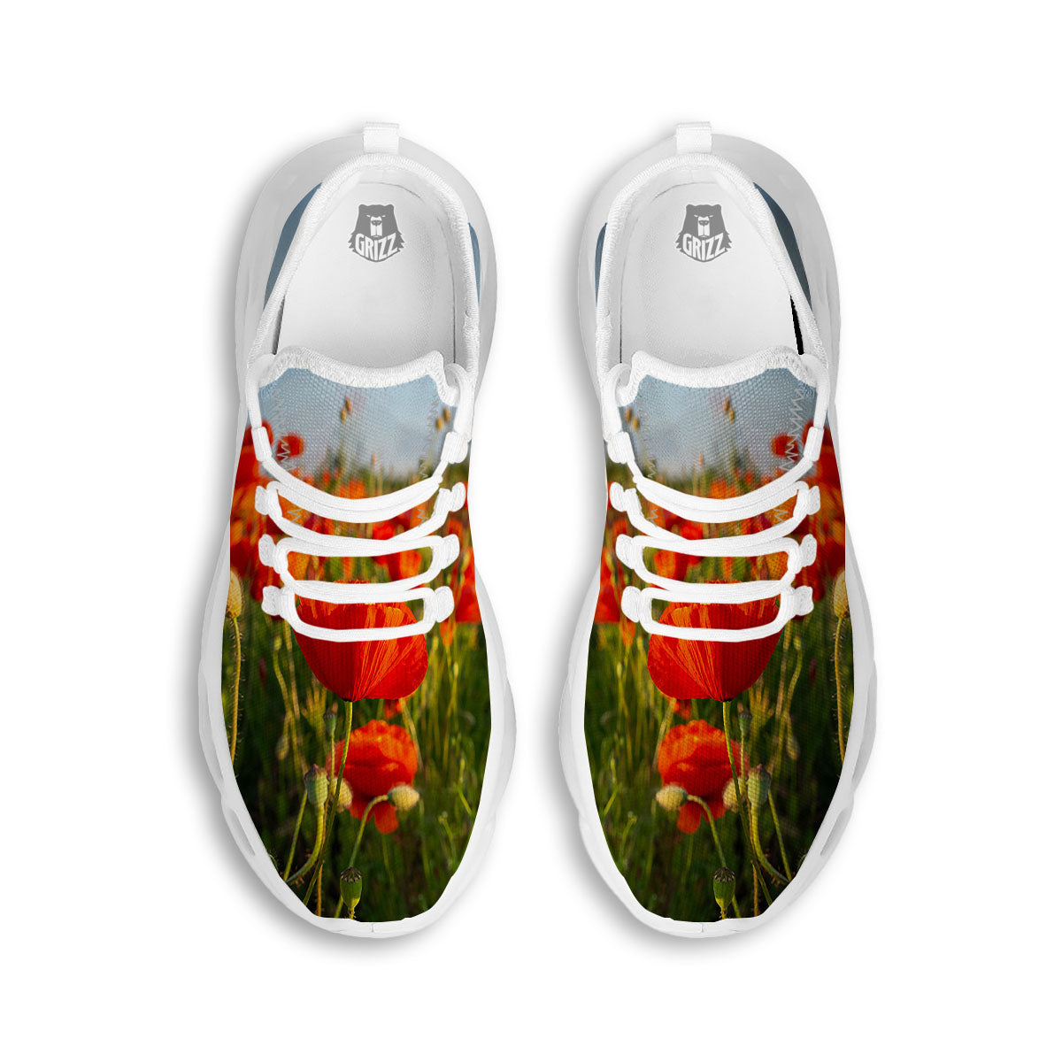 Remembrance Poppy Day Print White Running Shoes-grizzshop