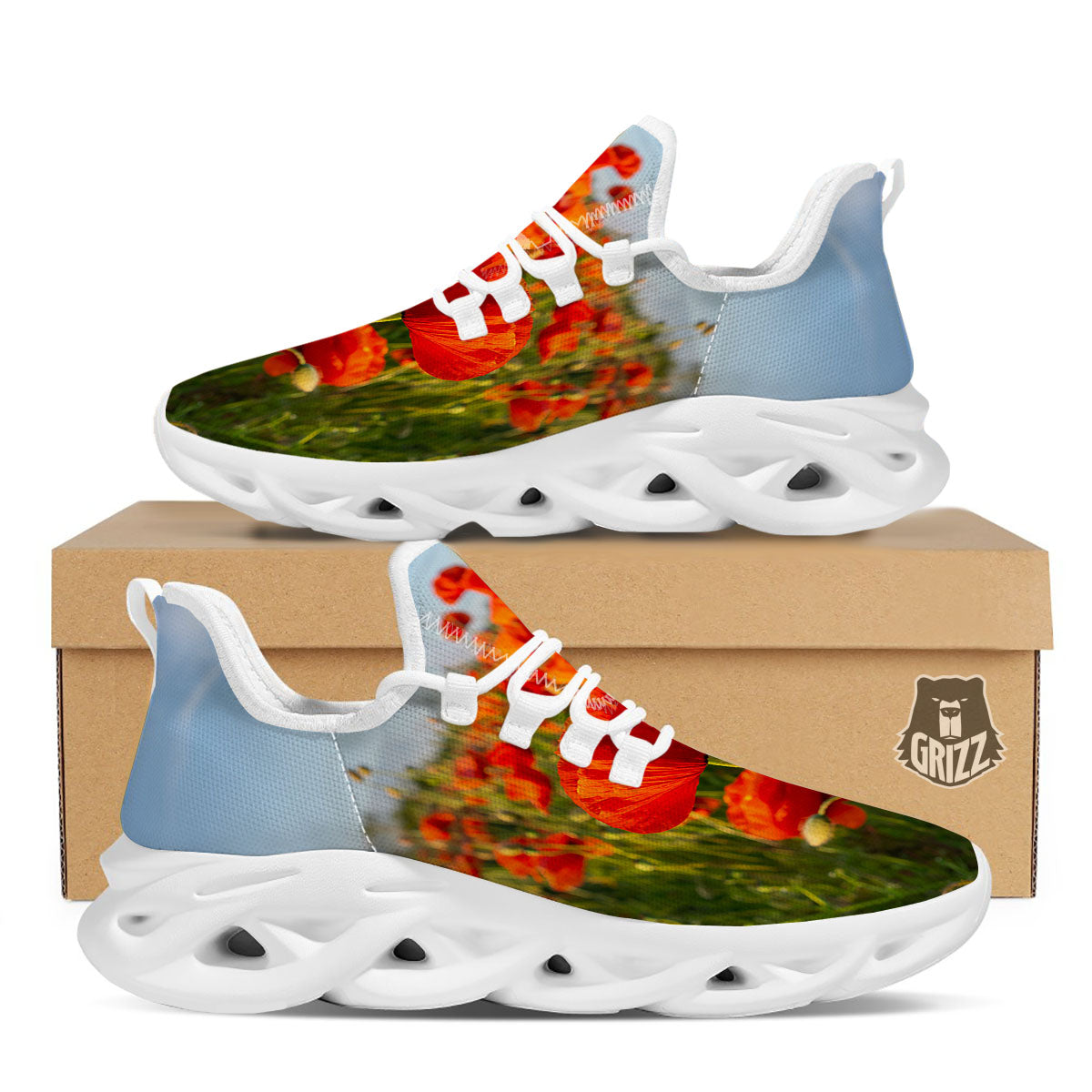 Remembrance Poppy Day Print White Running Shoes-grizzshop