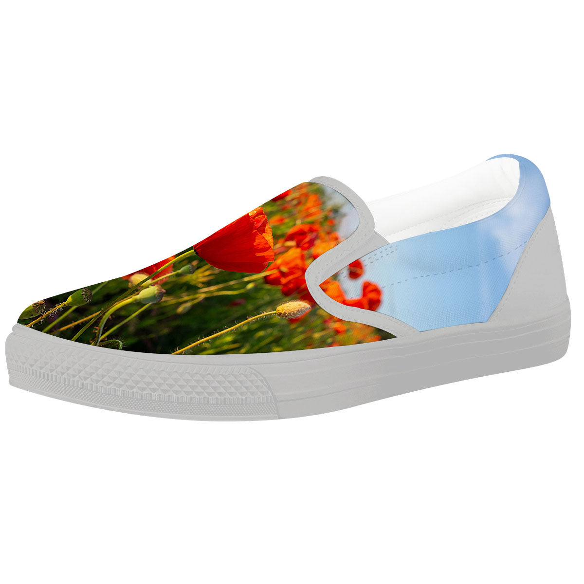 Remembrance Poppy Day Print White Slip On Shoes-grizzshop