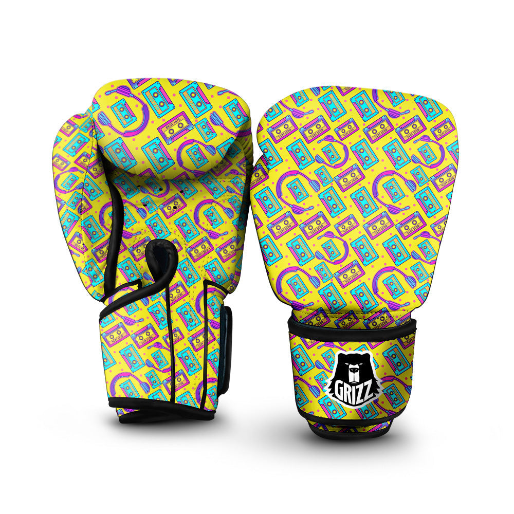 Retro Cassette And Earphones Print Pattern Boxing Gloves-grizzshop
