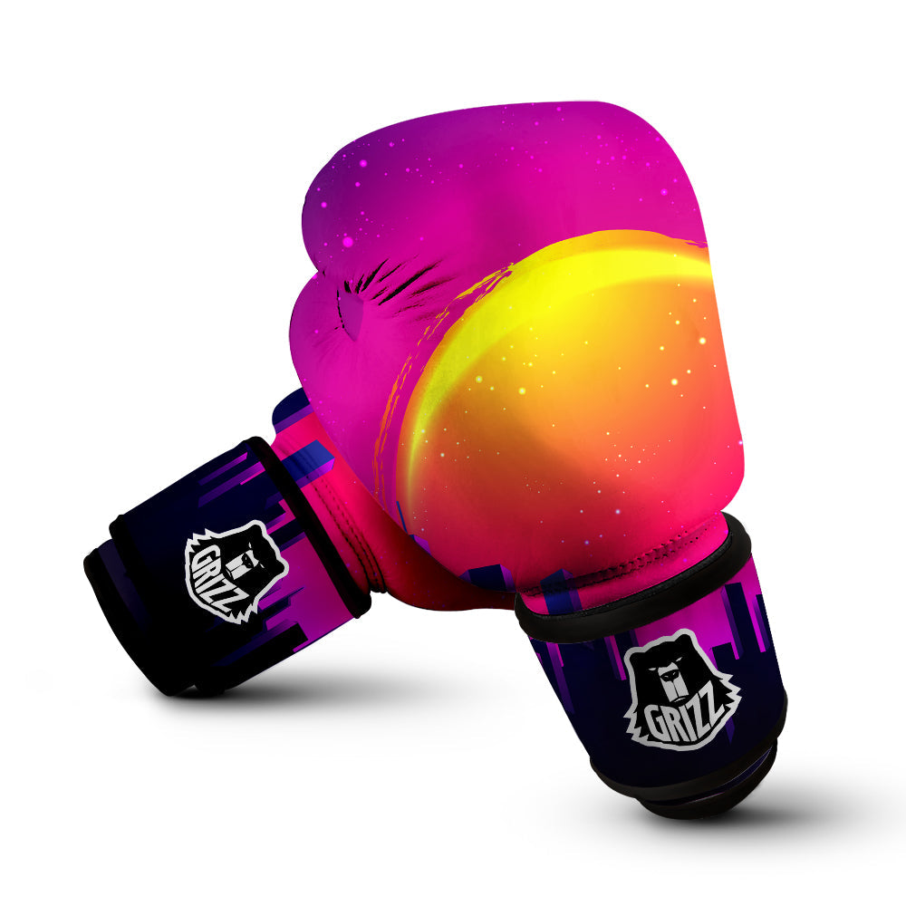 Retro City Sunrise Print Boxing Gloves-grizzshop