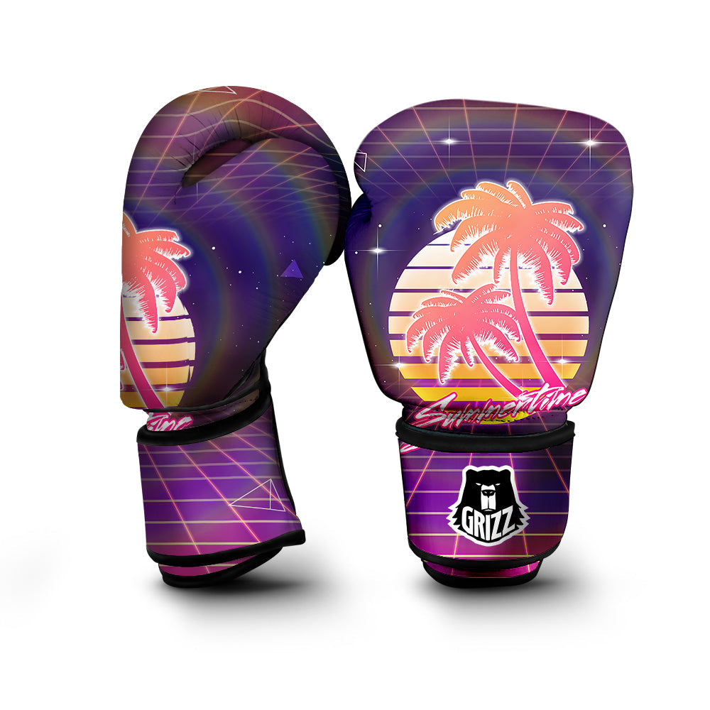 Retro Futuristic Palms Summer Time Print Boxing Gloves-grizzshop